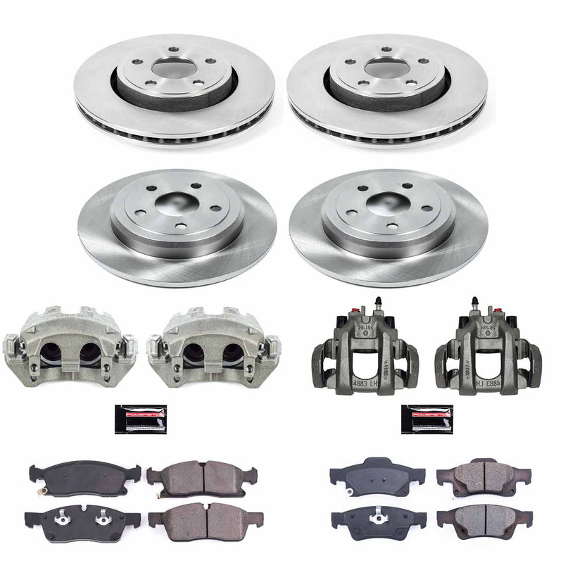 Power Stop KCOE7413 Autospecialty 1-Click OE Replacement Front And Rear Brake Kit With Calipers for 2017 Jeep Grand Cherokee Laredo, Limited, Overland, Summit, Trailhawk product image
