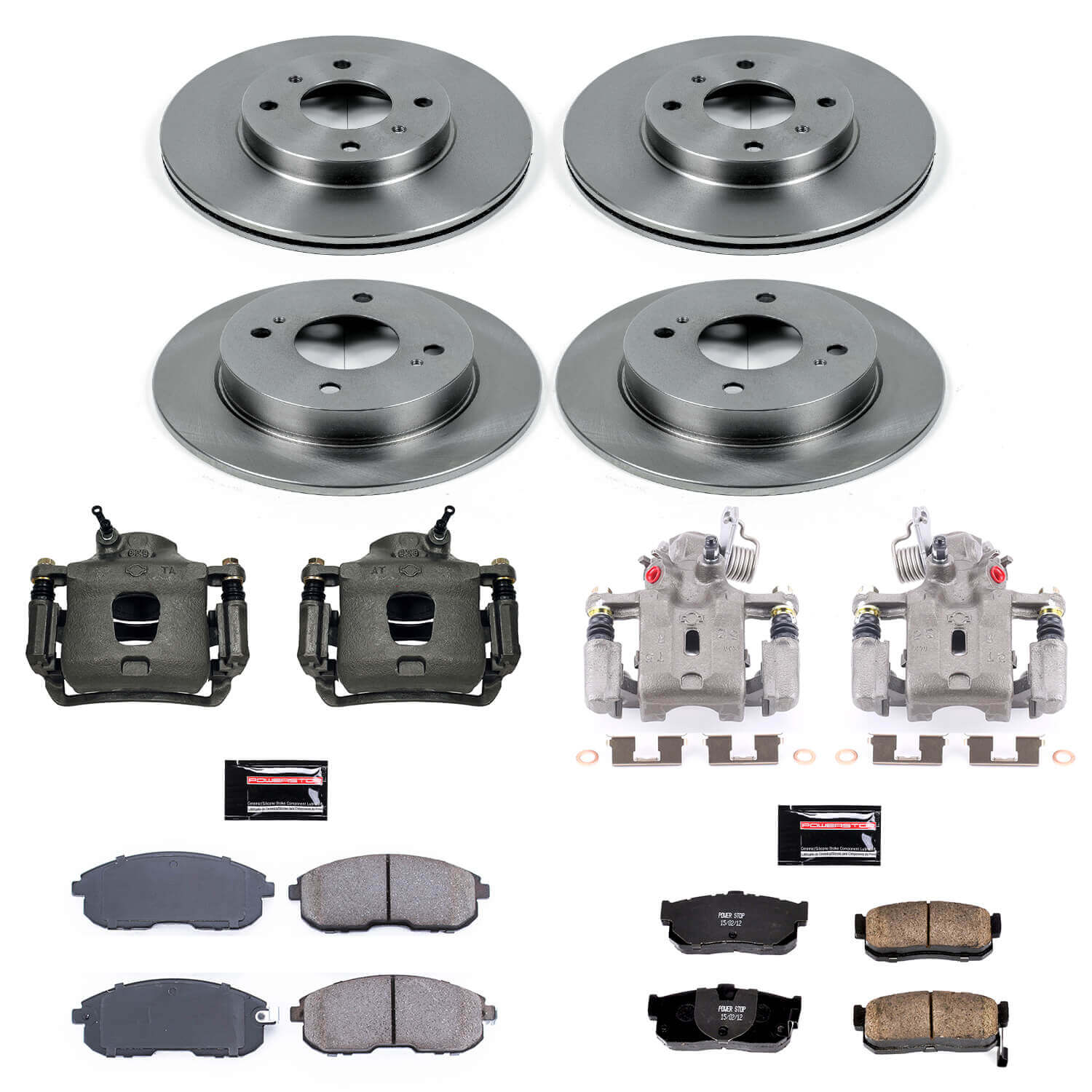 Power Stop KCOE750 Autospecialty 1-Click OE Replacement Front And Rear Brake Kit With Calipers for 2000 Nissan Sentra SE product image