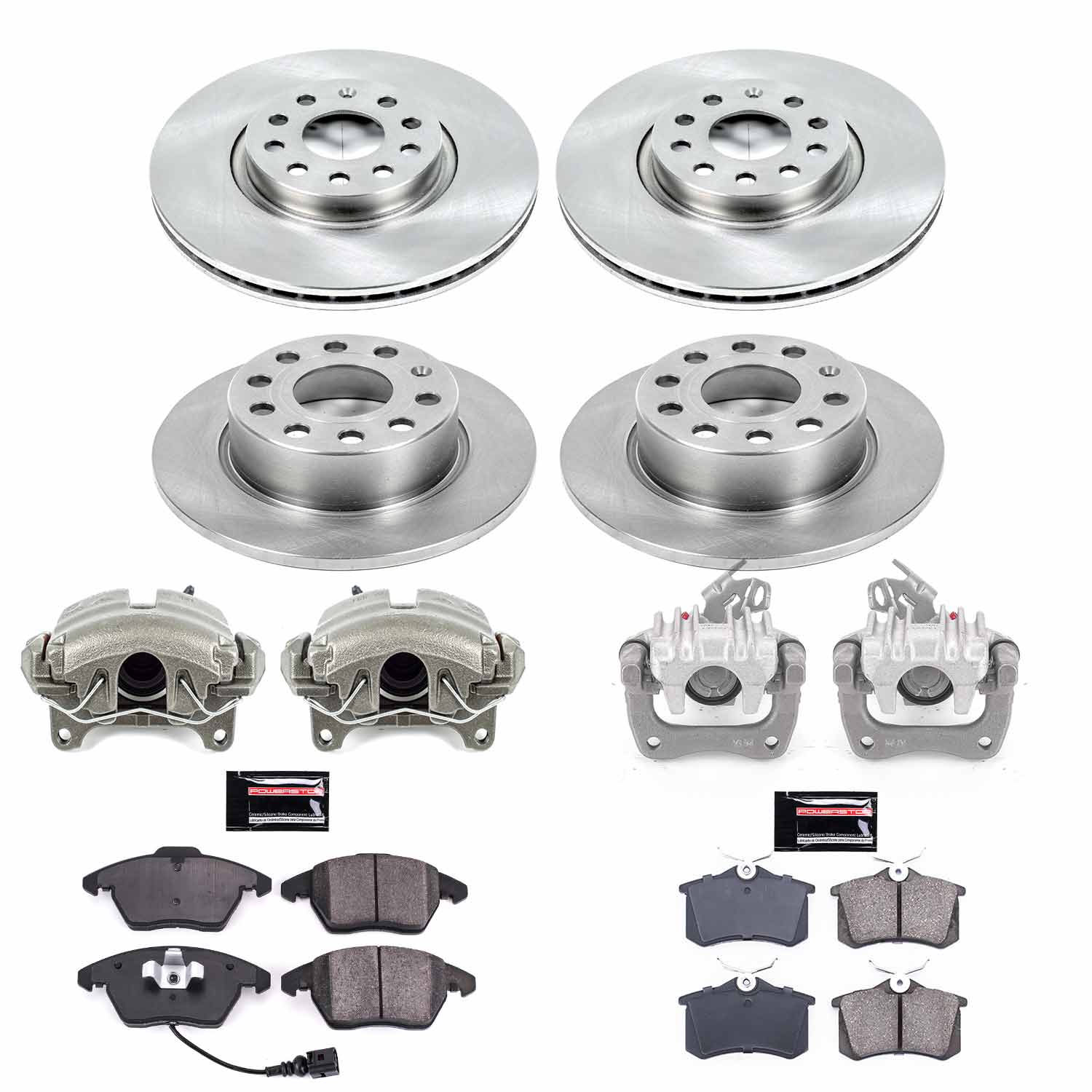 Power Stop KCOE7530 Autospecialty 1-Click OE Replacement Front And Rear Brake Kit With Calipers for 2013 Volkswagen Jetta GLI product image