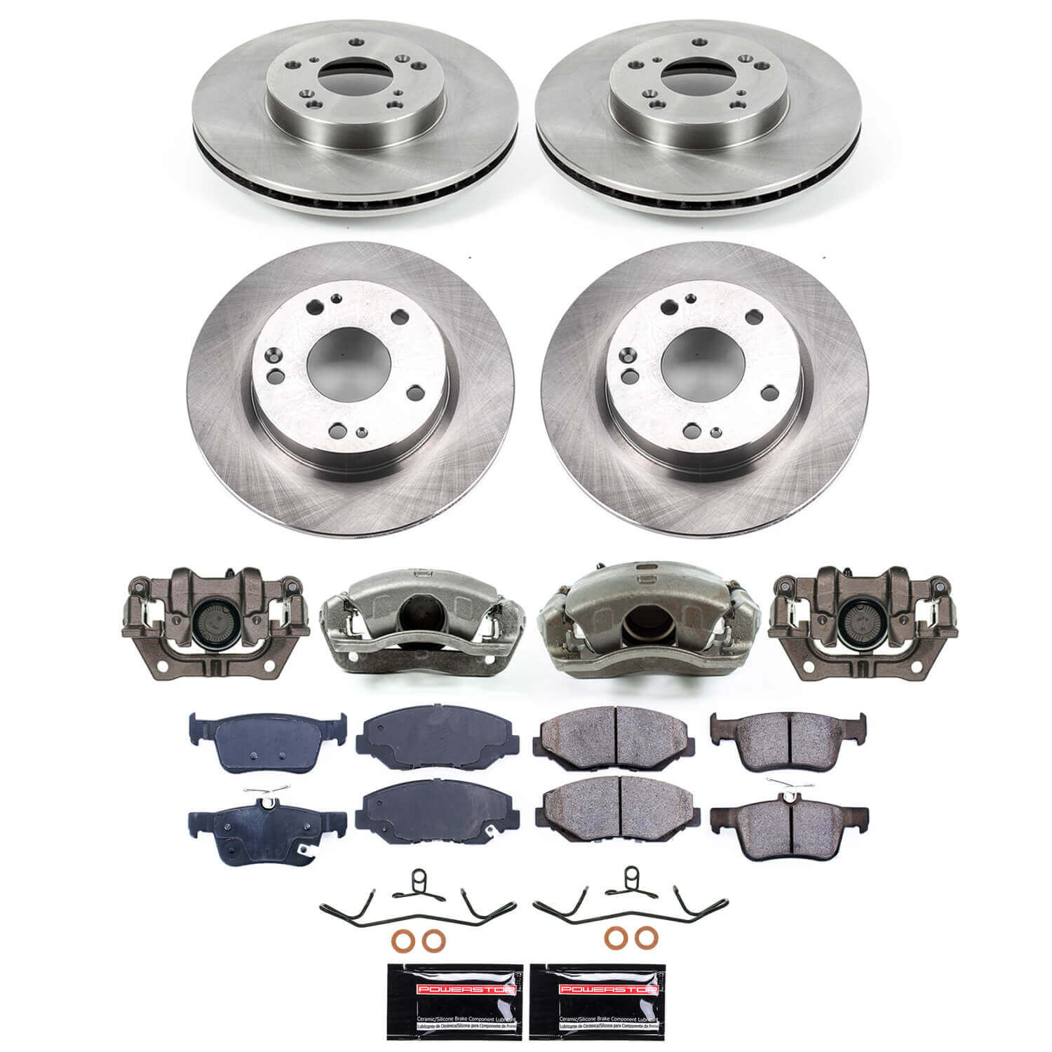 Power Stop KCOE7574 - Front And Rear Z17 Evolution Pad And Autospecialty 1-Click OE Replacement Rotor Kit With Calipers vehicle fitment brake part