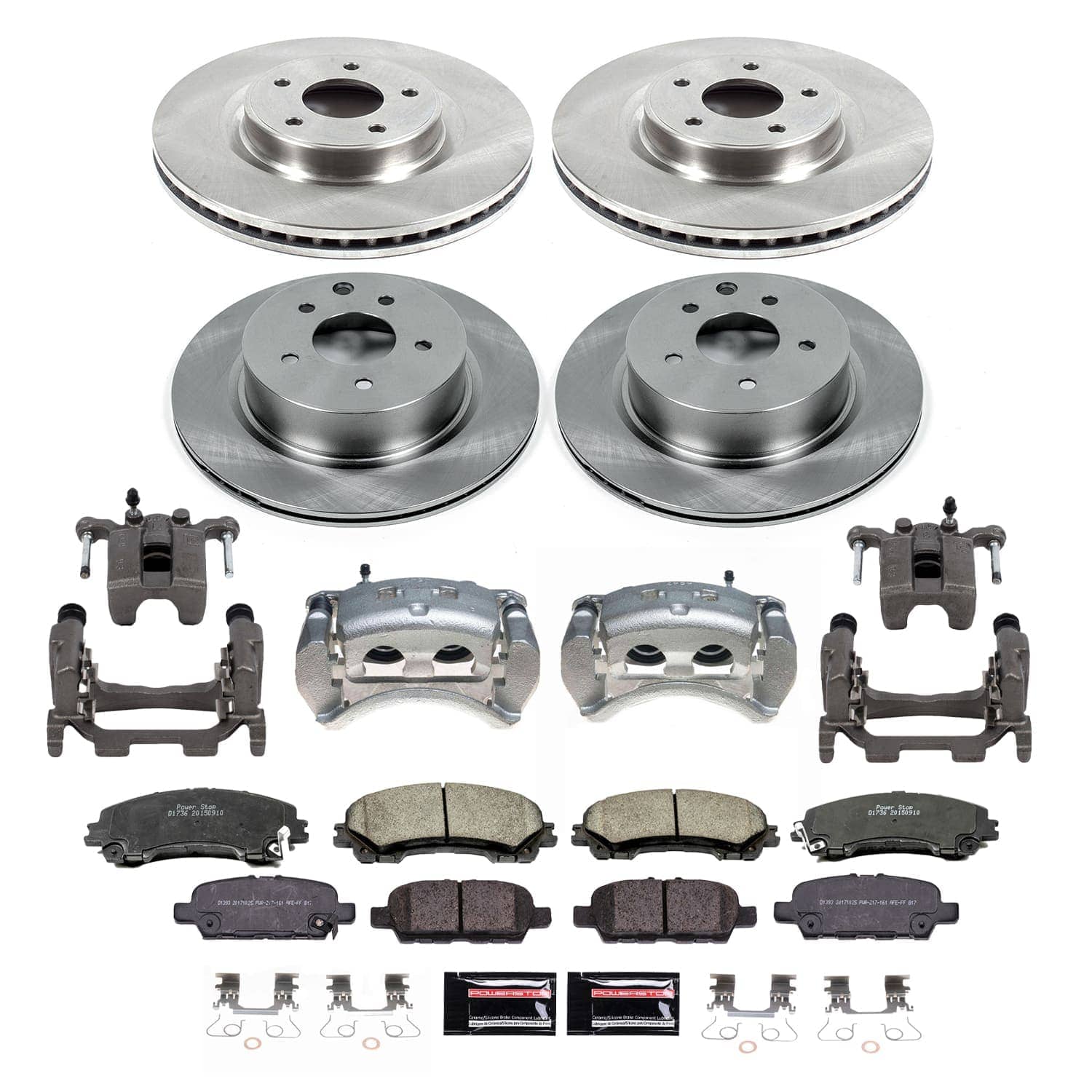 Power Stop KCOE7584A - Front And Rear Z17 Evolution Pad And Autospecialty 1-Click OE Replacement Rotor Kit With Calipers vehicle fitment brake part