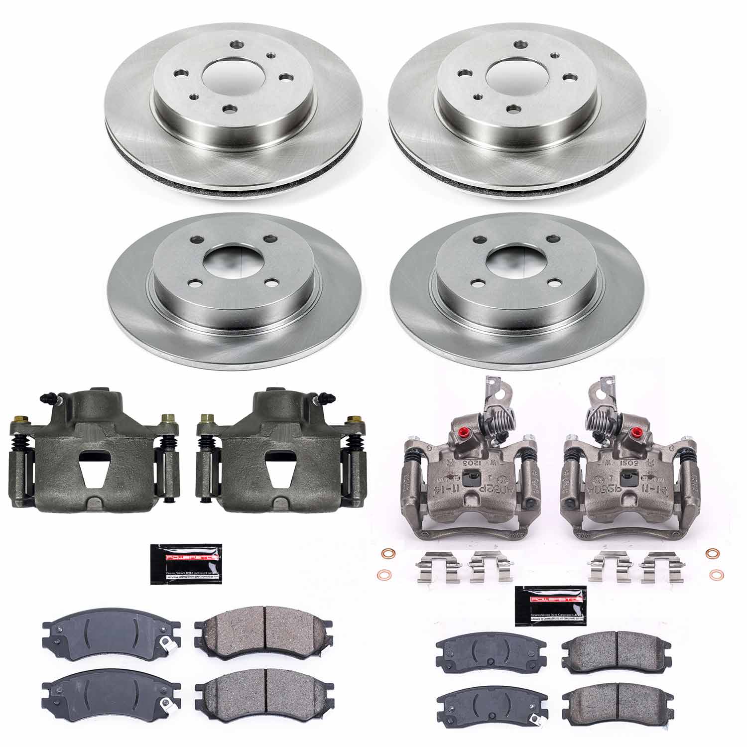 Power Stop KCOE7630 Autospecialty 1-Click OE Replacement Front And Rear Brake Kit With Calipers for 1991-1992 Saturn Sc Rear Disc product image