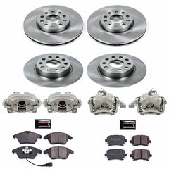 Power Stop KCOE7837 Autospecialty 1-Click OE Replacement Front And Rear Brake Kit With Calipers for 2010 Volkswagen Golf Base product image