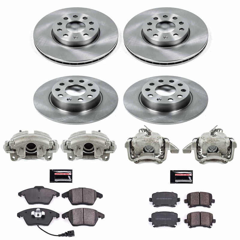 Power Stop KCOE7837 Autospecialty 1-Click OE Replacement Front And Rear Brake Kit With Calipers for 2010 Volkswagen Golf Base product image