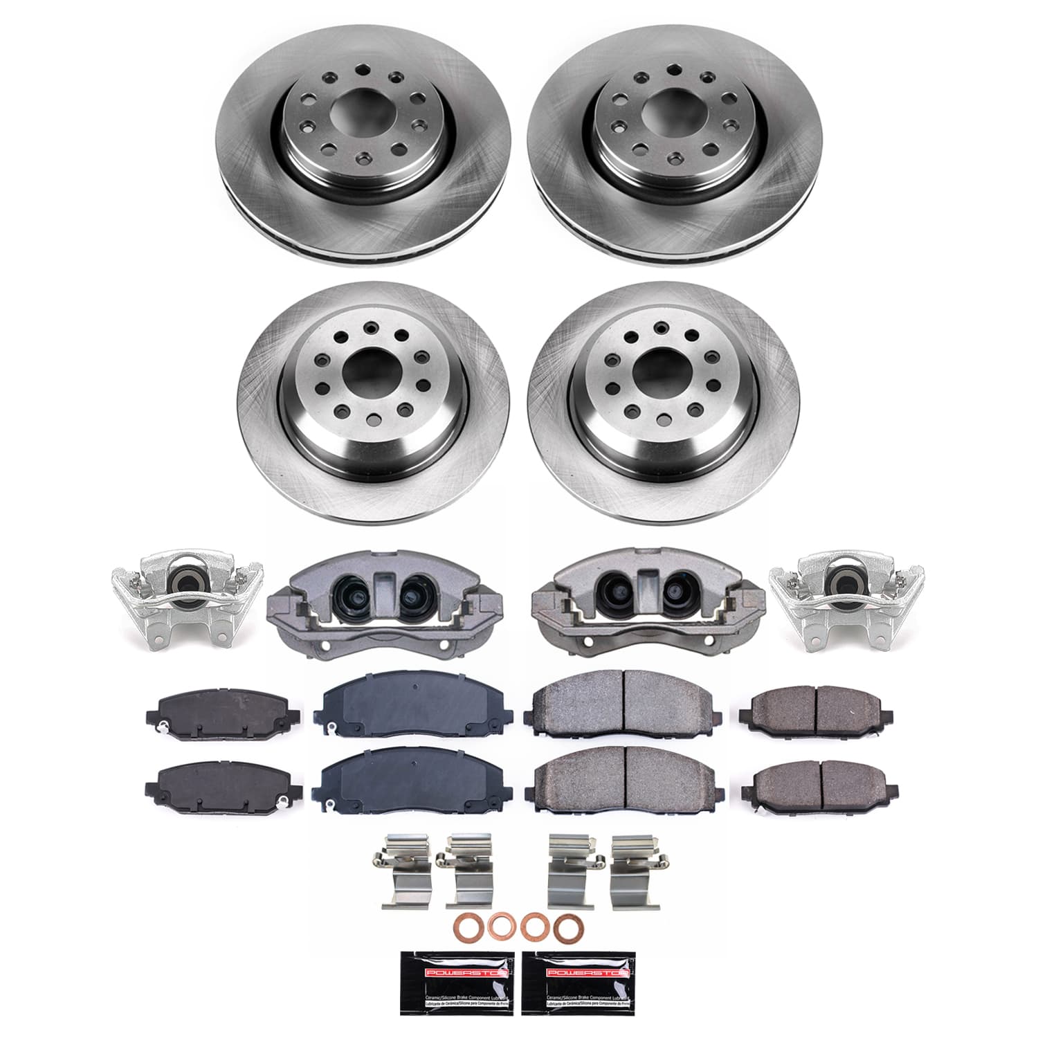Power Stop KCOE7938A - Front And Rear Z17 Evolution Pad And Autospecialty 1-Click OE Replacement Rotor Kit With Calipers vehicle fitment brake part