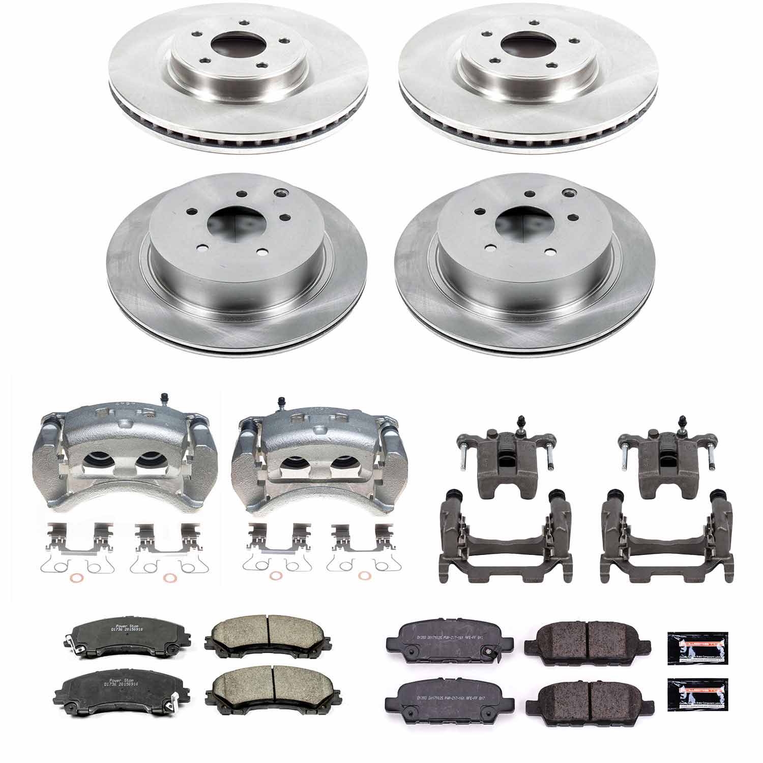 Power Stop KCOE8006 Front And Rear Autospecialty 1-Click OE Replacement Pad And Rotor Kit With Calipers for 2014-2016 Infiniti Q50 Base, Hybrid Premium, Premium product image