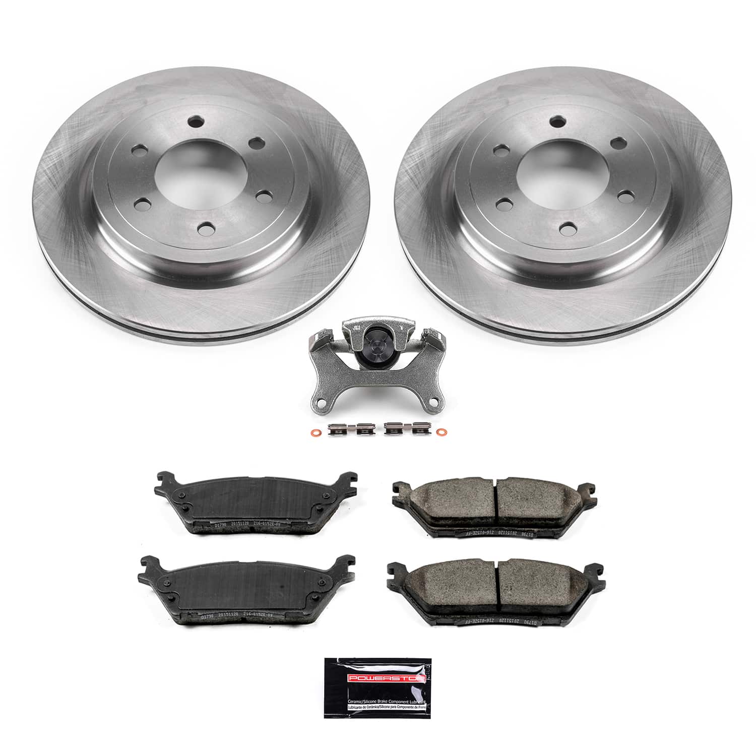 Power Stop KCOE8030 Rear Autospecialty 1-Click OE Replacement Pad And Rotor Kit With Caliper for 2018 Ford F-150 King Ranch, Lariat, Limited, Platinum, XL, XLT product image