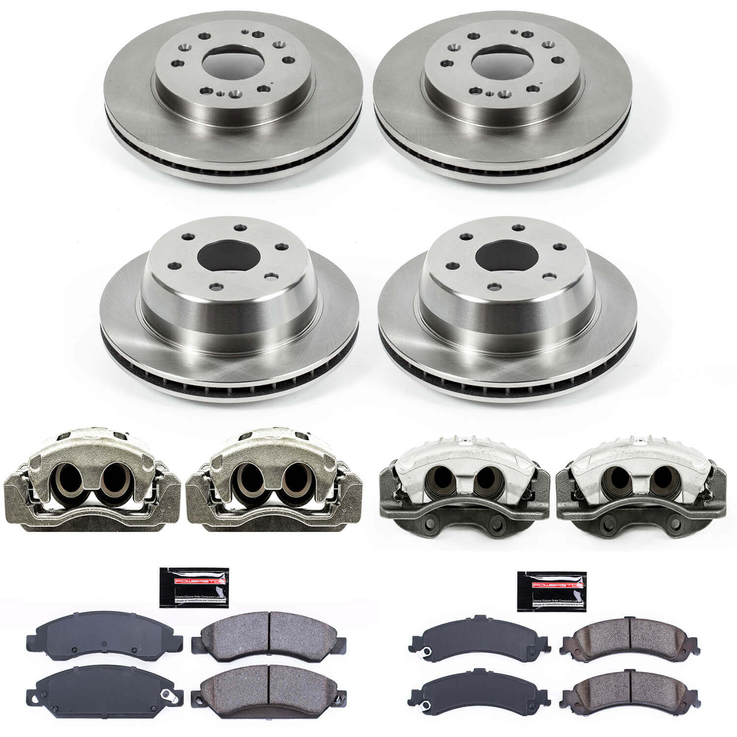 Power Stop KCOE8071 Autospecialty 1-Click OE Replacement Front And Rear Brake Kit With Calipers for 2005-2006 GMC Sierra 1500 Denali product image