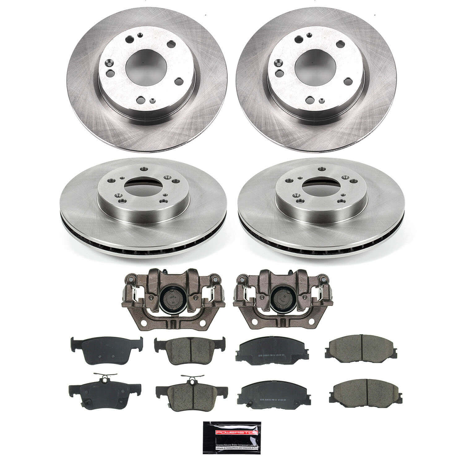 Power Stop KCOE8343 - Front And Rear Z17 Evolution Pad And Autospecialty 1-Click OE Replacement Rotor Kit With Calipers vehicle fitment brake part