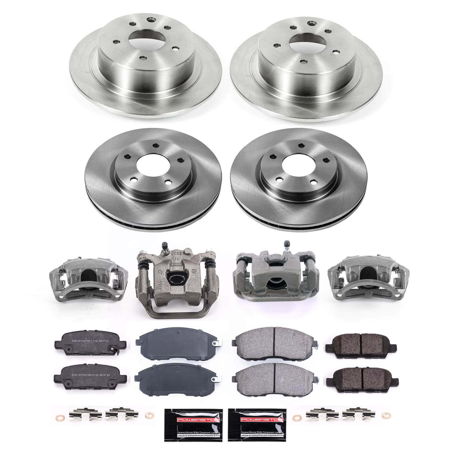 Power Stop KCOE8359 - Front And Rear Z17 Evolution Pad And Autospecialty 1-Click OE Replacement Rotor Kit With Calipers vehicle fitment brake part