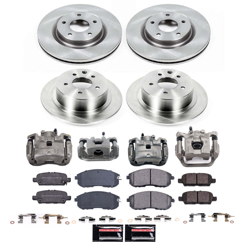 Power Stop KCOE8360 Front And Rear Z17 Evolution Pad And Autospecialty 1-Click OE Replacement Rotor Kit With Calipers for 2019 Nissan Sentra Nismo, SR Turbo product image