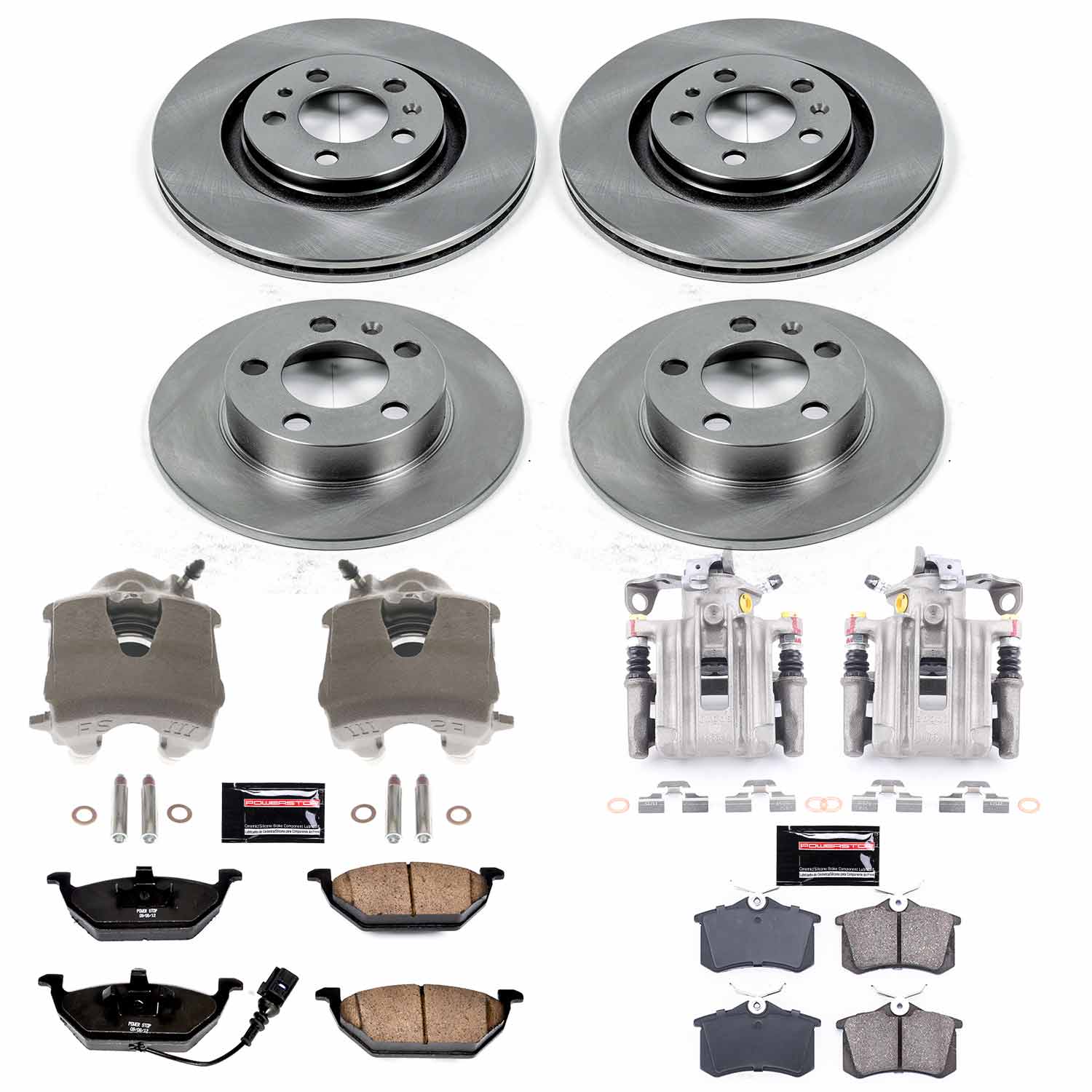 Power Stop KCOE840 Front And Rear Autospecialty 1-Click OE Replacement Pad And Rotor Kit With Calipers for 1999 Volkswagen Beetle product image