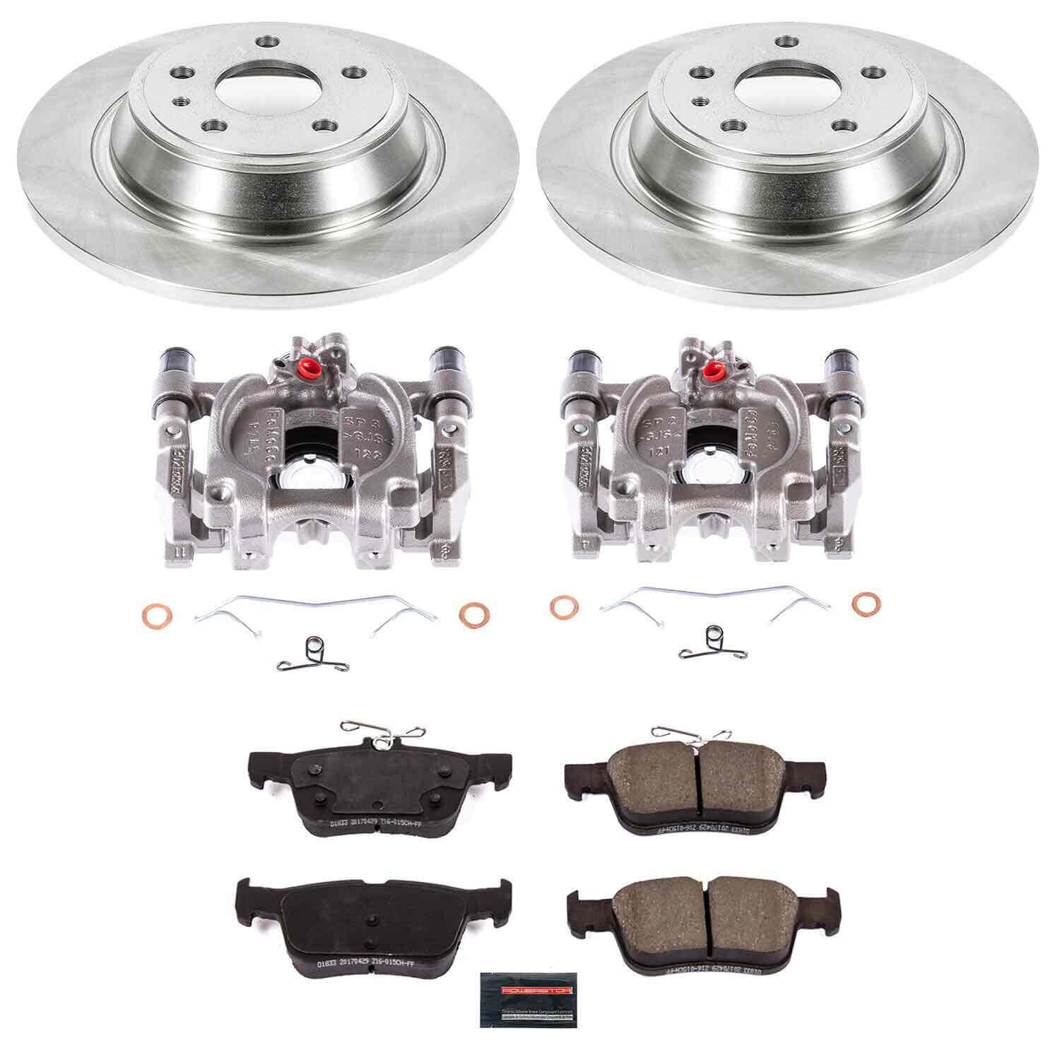 Power Stop KCOE8533 Rear Autospecialty 1-Click OE Replacement Pad And Rotor Kit With Calipers for 2017-2018 Ford Fusion Platinum, Platinum Hybrid, S, S Hybrid, SE, SE Hybrid, Titanium product image
