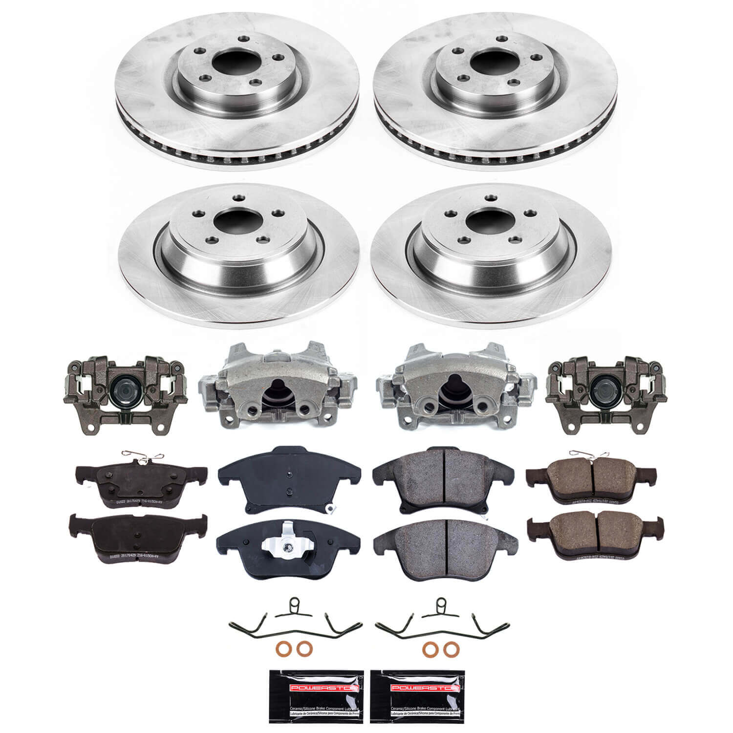 Power Stop KCOE8541A Front And Rear Z17 Evolution Pad And Autospecialty 1-Click OE Replacement Rotor Kit With Calipers for 2019-2020 Ford Ssv Plug-In Hybrid product image