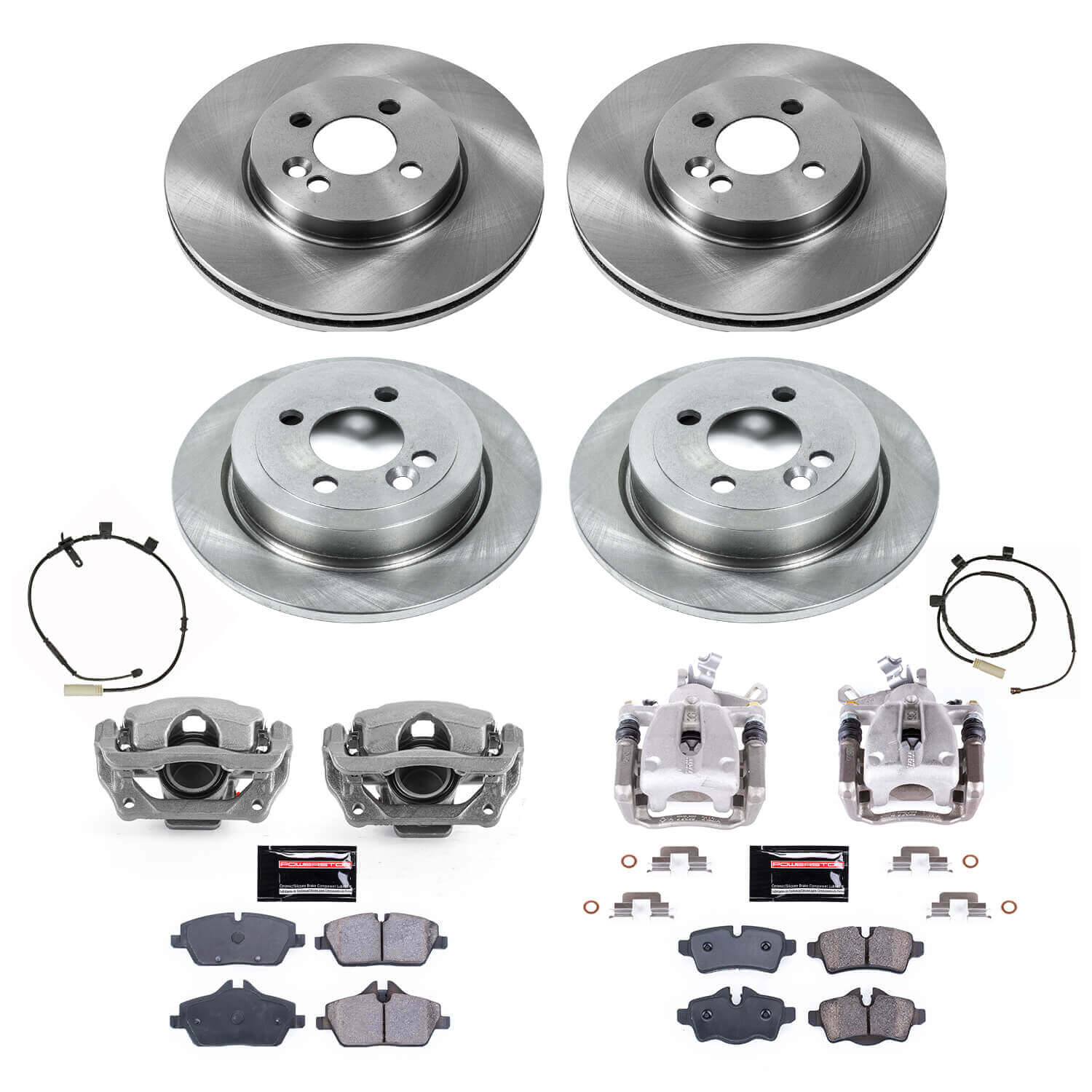 Power Stop KCOE8915 Front And Rear Autospecialty 1-Click OE Replacement Pad And Rotor Kit With Calipers for 2011 MINI Cooper S, S Clubman product image