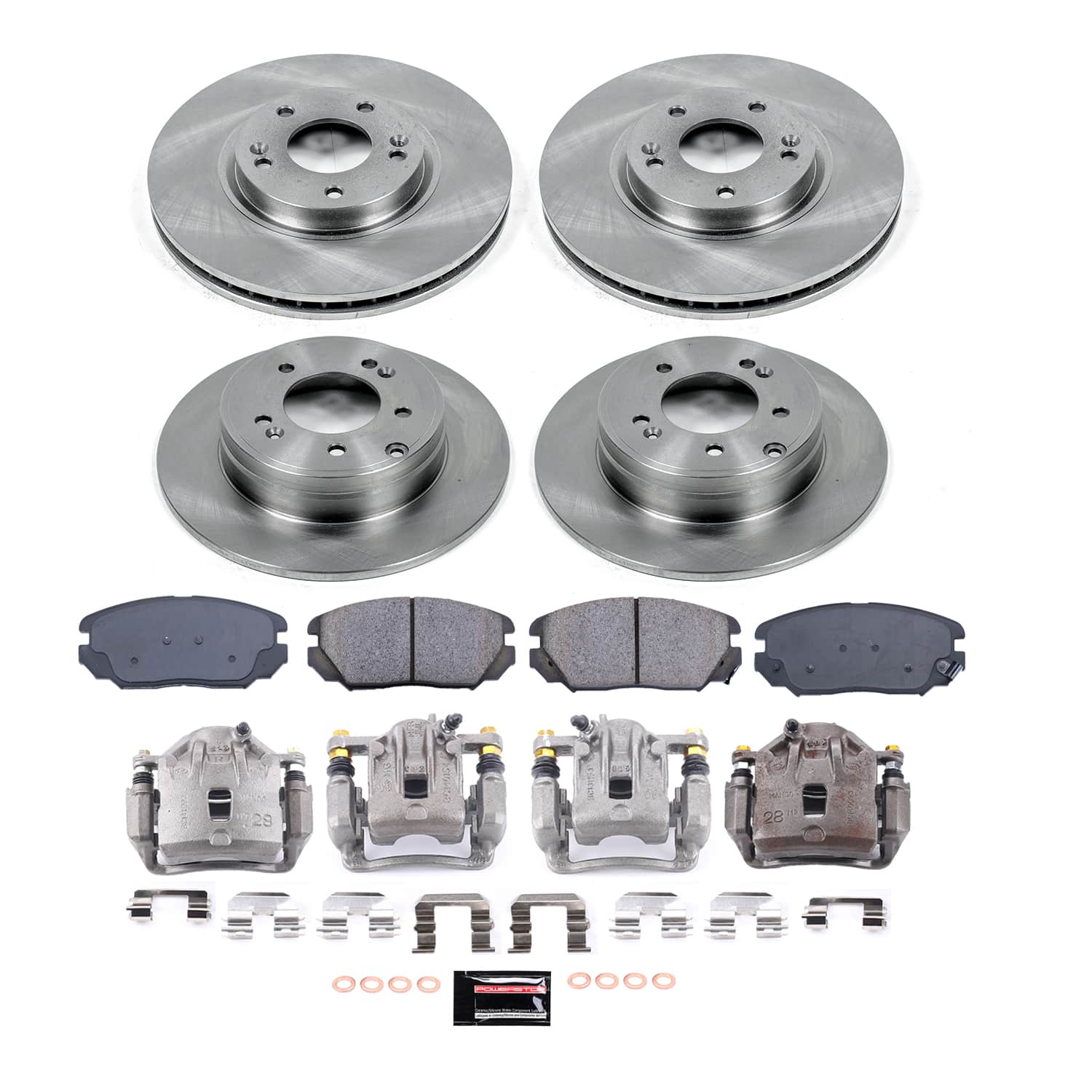 Power Stop KCOE9061 - Front And Rear Z17 Evolution Pad And Autospecialty 1-Click OE Replacement Rotor Kit With Calipers vehicle fitment brake part