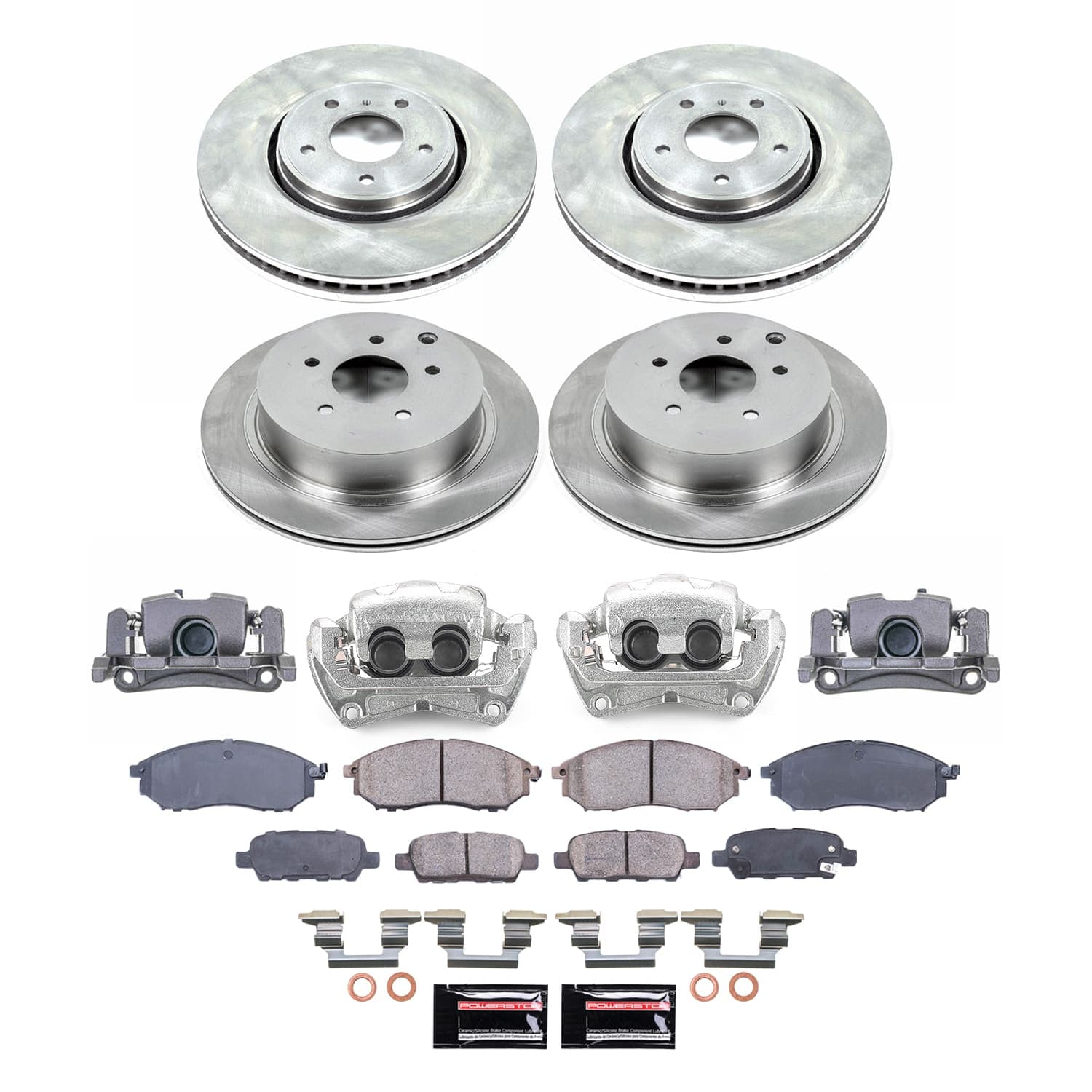 Power Stop KCOE9135 - Front And Rear Z17 Evolution Pad And Autospecialty 1-Click OE Replacement Rotor Kit With Calipers vehicle fitment brake part