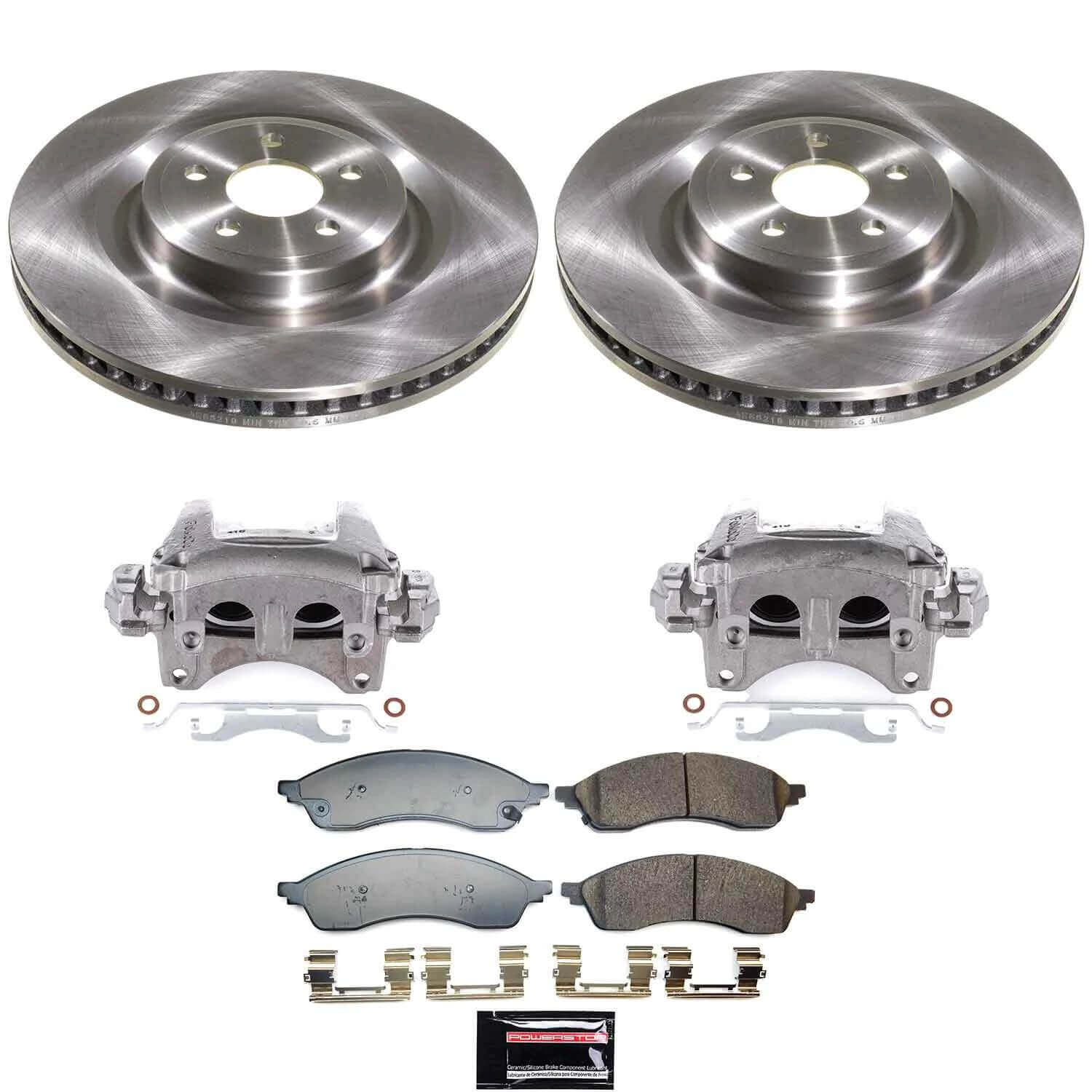 Power Stop KCOE9201 Z17 Evolution Pad And Autospecialty OE Replacement Front Pad And Rotor Kit With Caliper for 2021 Ford Edge SE, SEL, ST-Line, Titanium All Wheel Drive product image