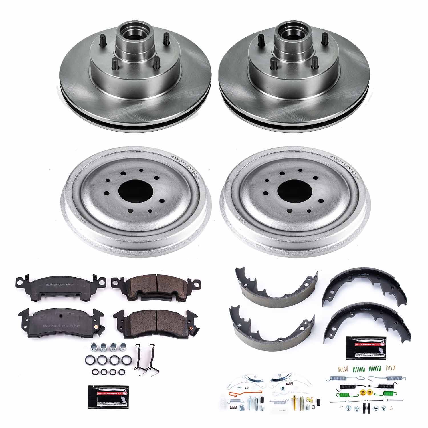 Power Stop KOE15028DK Autospecialty 1-Click Daily Driver Front And Rear Brake Kit With Drum Brakes And Brake Shoes for 1971 Chevrolet G10 Van Base, Sportvan product image