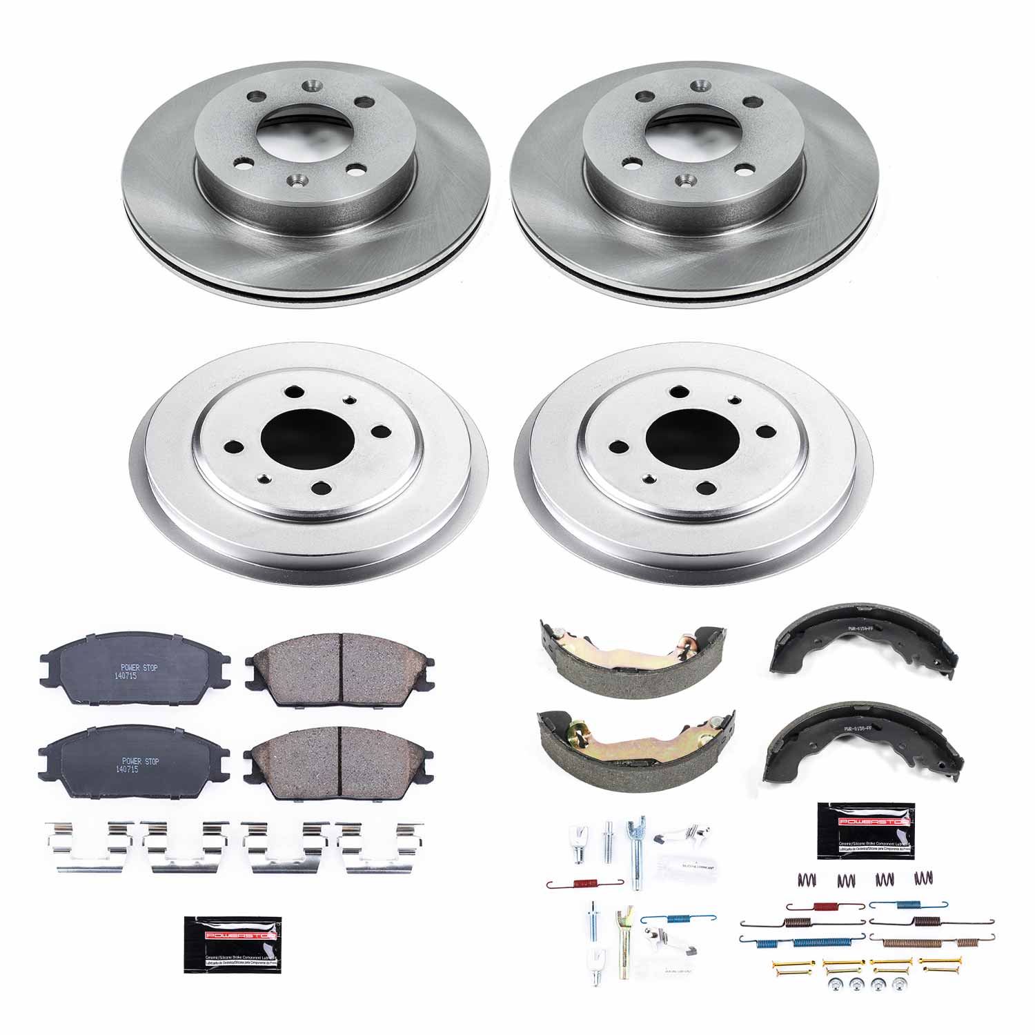 Power Stop KOE15155DK Autospecialty 1-Click Daily Driver Front And Rear Brake Kit With Drum Brakes And Brake Shoes for 2004-2005 Hyundai Accent product image