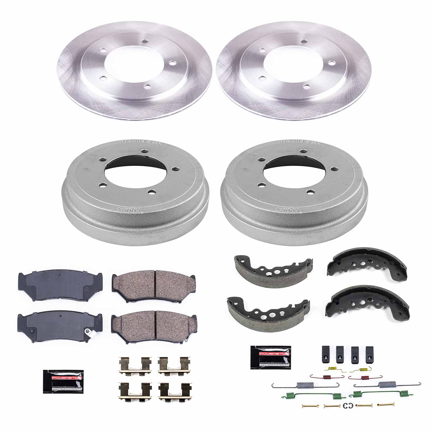 Power Stop KOE15186DK Autospecialty 1-Click Daily Driver Front And Rear Brake Kit With Drum Brakes And Brake Shoes for 2000-2001 Suzuki Vitara Jls, Jlx, Js, Jx product image