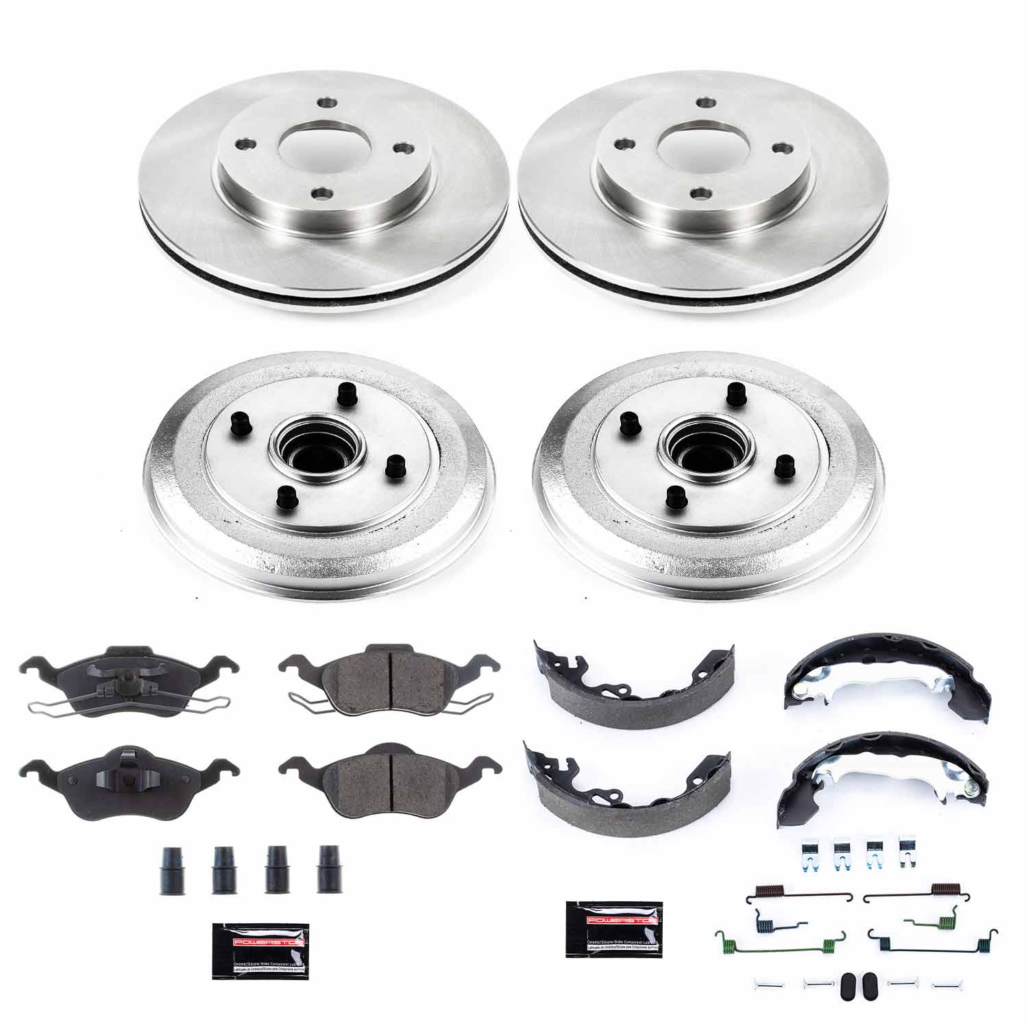 Power Stop KOE15191DK Autospecialty 1-Click Daily Driver Front And Rear Brake Kit With Drum Brakes And Brake Shoes for 2000-2004 Ford Focus product image