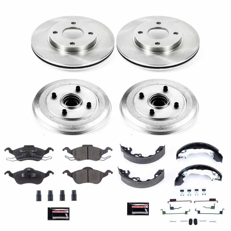 Power Stop KOE15191DK Autospecialty 1-Click Daily Driver Front And Rear Brake Kit With Drum Brakes And Brake Shoes for 2000-2004 Ford Focus product image