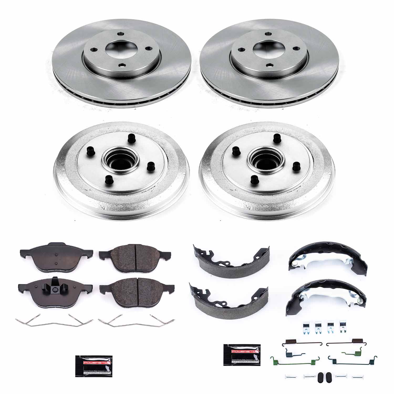 Power Stop KOE15192DK Autospecialty 1-Click Daily Driver Front And Rear Brake Kit With Drum Brakes And Brake Shoes for 2005-2007 Ford Focus product image