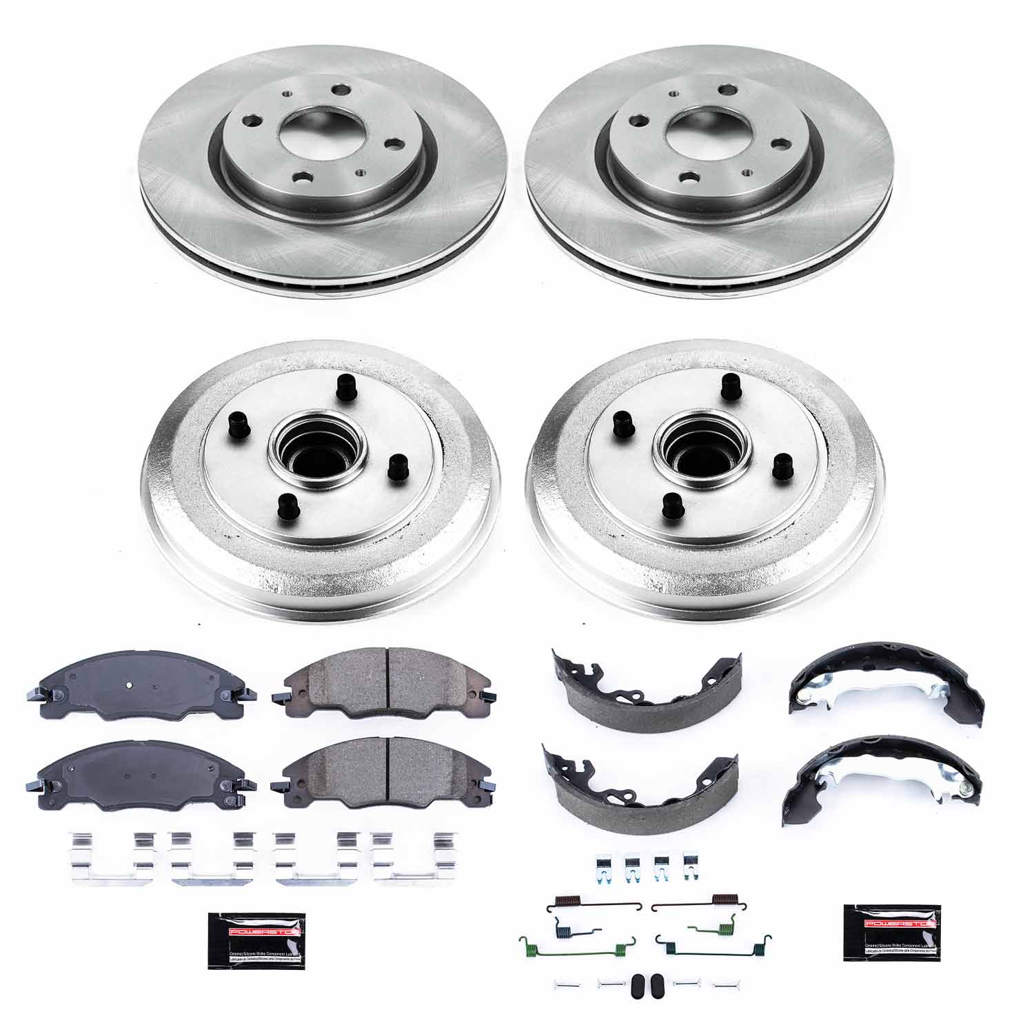 Power Stop KOE15193DK Autospecialty 1-Click Daily Driver Front And Rear Brake Kit With Drum Brakes And Brake Shoes for 2008 Ford Focus product image