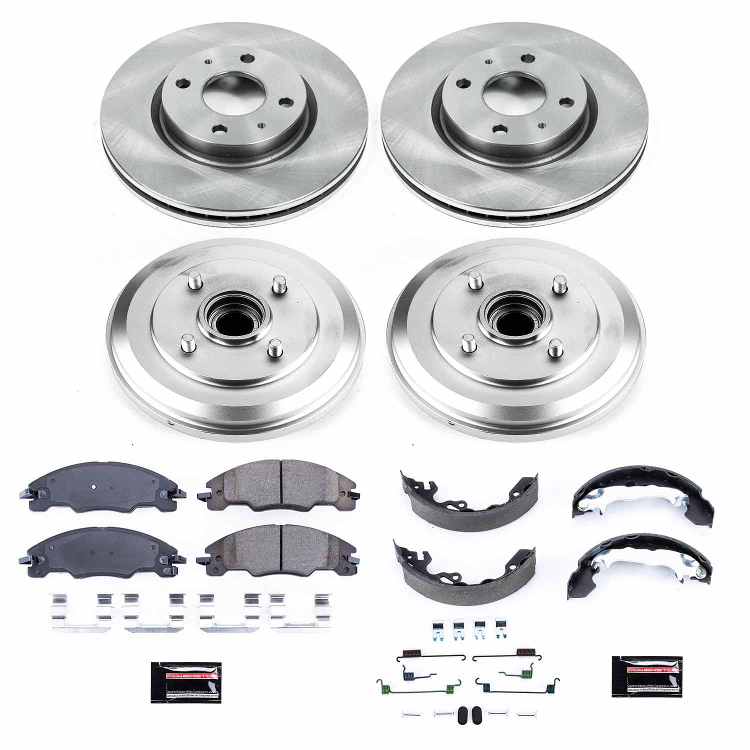 Power Stop KOE15194DK Autospecialty 1-Click Daily Driver Front And Rear Brake Kit With Drum Brakes And Brake Shoes for 2009-2011 Ford Focus S, SE, SEL, Ses Rear Drum product image