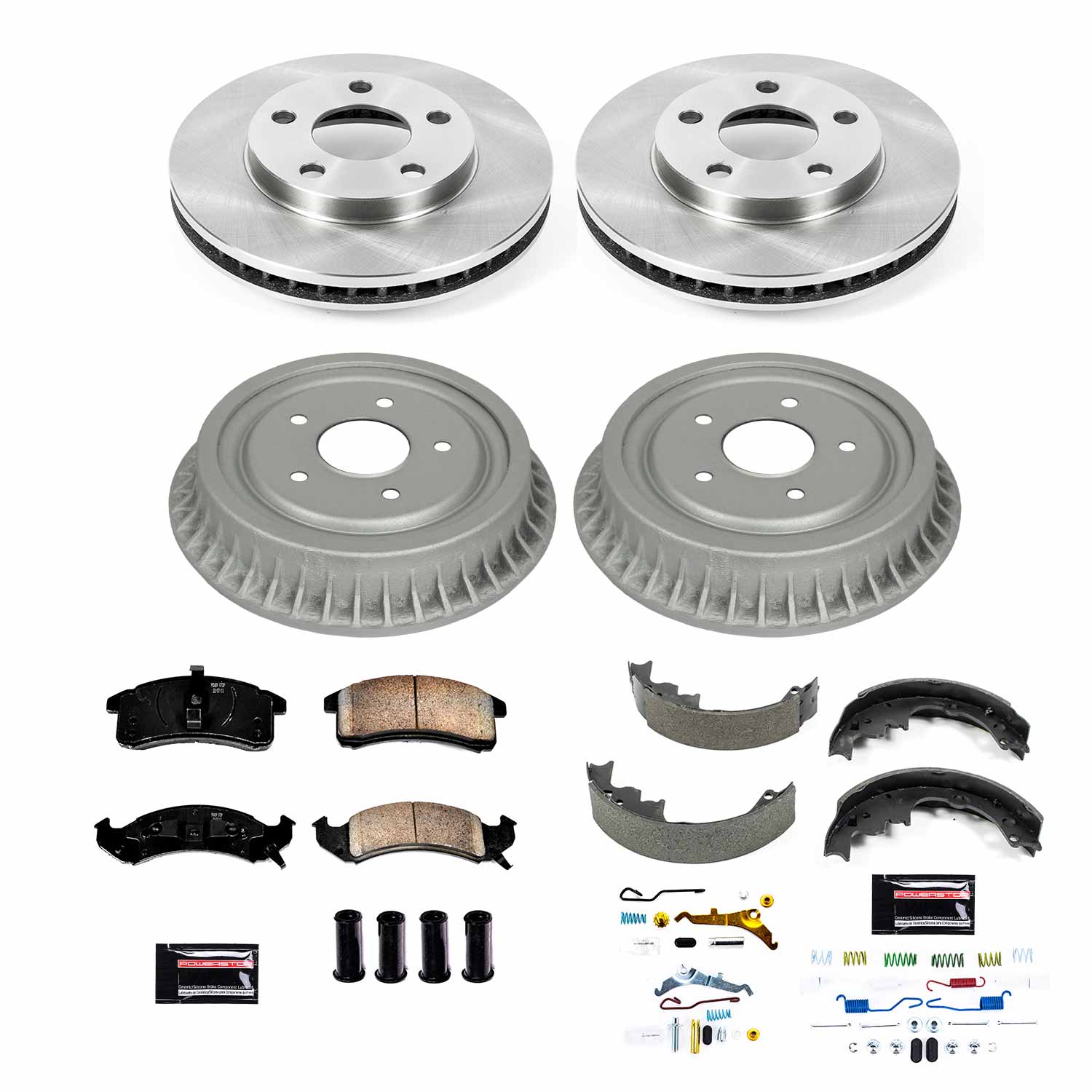 Power Stop KOE15440DK Autospecialty 1-Click Daily Driver Front And Rear Brake Kit With Drum And Brake Shoes for 1993 Chevrolet Camaro Base Rear Drum product image