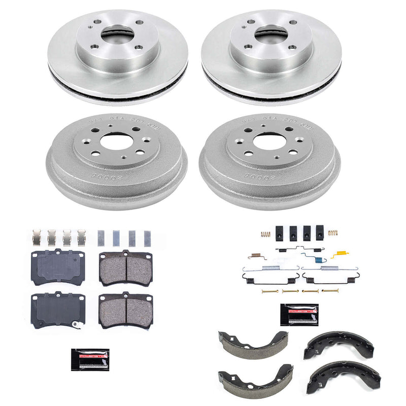 Power Stop KOE15442DK Autospecialty 1-Click Daily Driver Front And Rear Brake Kit With Drum And Brake Shoes for 1993-1995 Ford Escort Base, LX, LX Sport product image