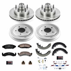 Power Stop KOE15456DK Front And Rear Autospecialty 1-Click Pad And Rotor Kit With Drum And Brake Shoes for 1987-1989 Ford F-150 Custom, XL, XLT Lariat Rear Wheel Drive product image