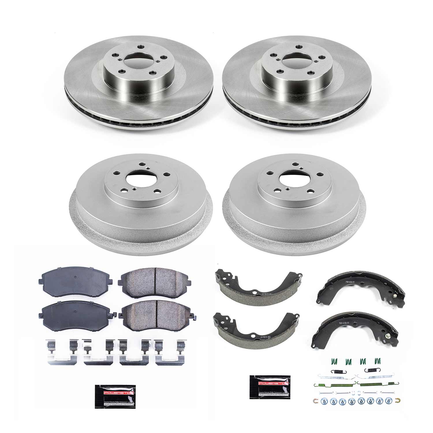 Power Stop KOE15467DK Front And Rear Autospecialty 1-Click OE Replacement Pad And Rotor Kit for 2003-2007 Subaru Forester X Rear Drum product image