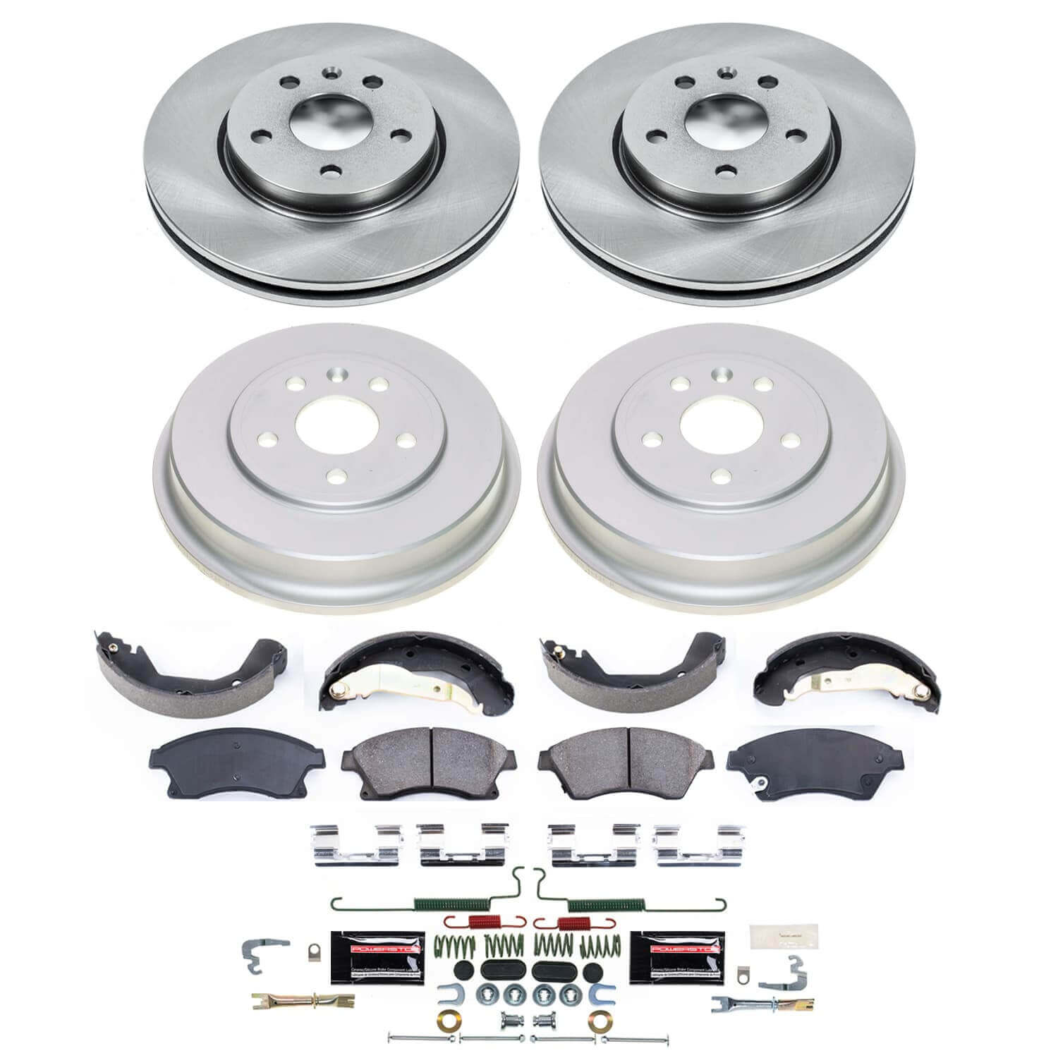 Power Stop KOE15488DK - Front And Rear Autospecialty 1-Click OE Replacement Pad And Rotor Kit With Drum And Brake Shoes vehicle fitment brake part