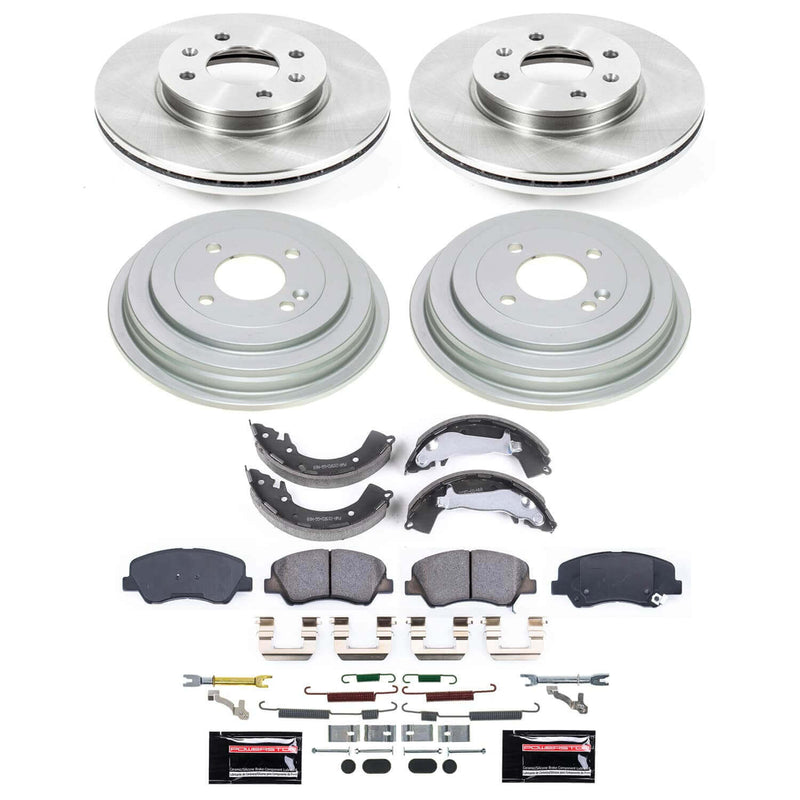 Power Stop KOE15494DK - Front And Rear Autospecialty 1-Click OE Replacement Pad And Rotor Kit With Drum And Brake Shoes vehicle fitment brake part