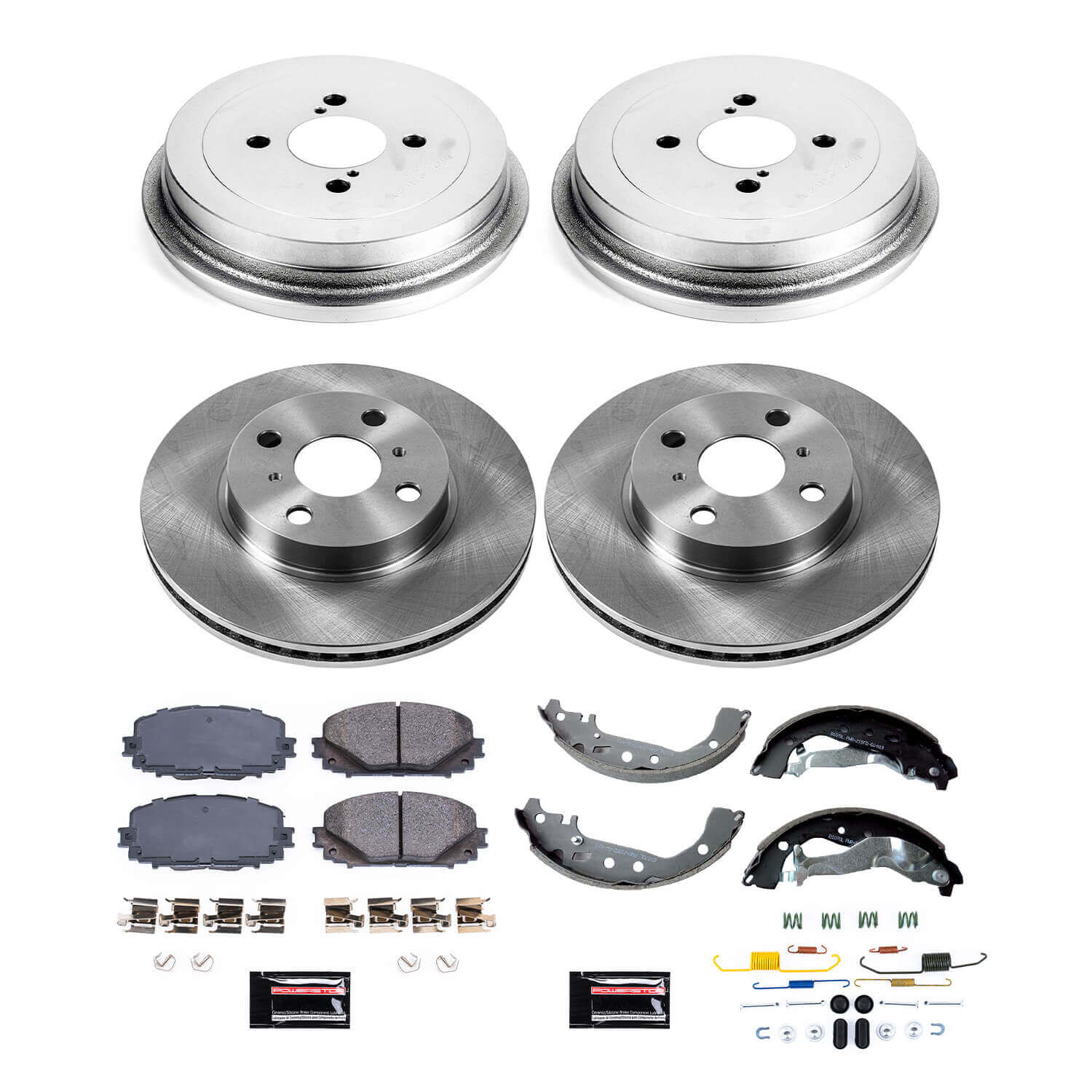 Power Stop KOE15497DK Front And Rear Autospecialty 1-Click OE Replacement Pad And Rotor Kit for 2015-2018 Toyota Yaris L, LE Rear Drum product image
