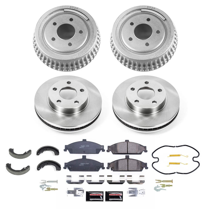 Power Stop KOE15505DK - Front And Rear Autospecialty 1-Click OE Replacement Pad And Rotor Kit With Drum And Brake Shoes vehicle fitment brake part