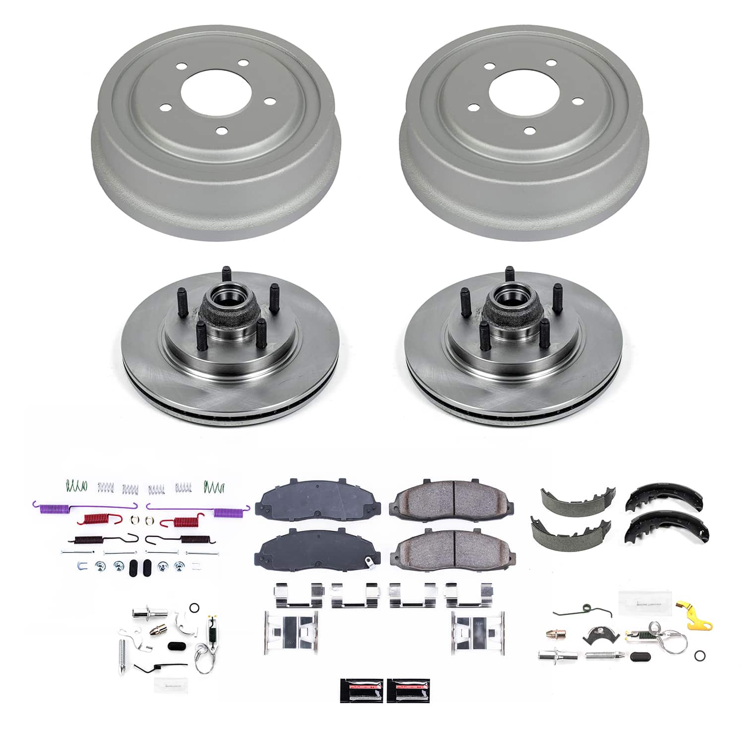 Power Stop KOE15506DK - Front And Rear Autospecialty 1-Click OE Replacement Pad And Rotor Kit With Drum And Brake Shoes vehicle fitment brake part