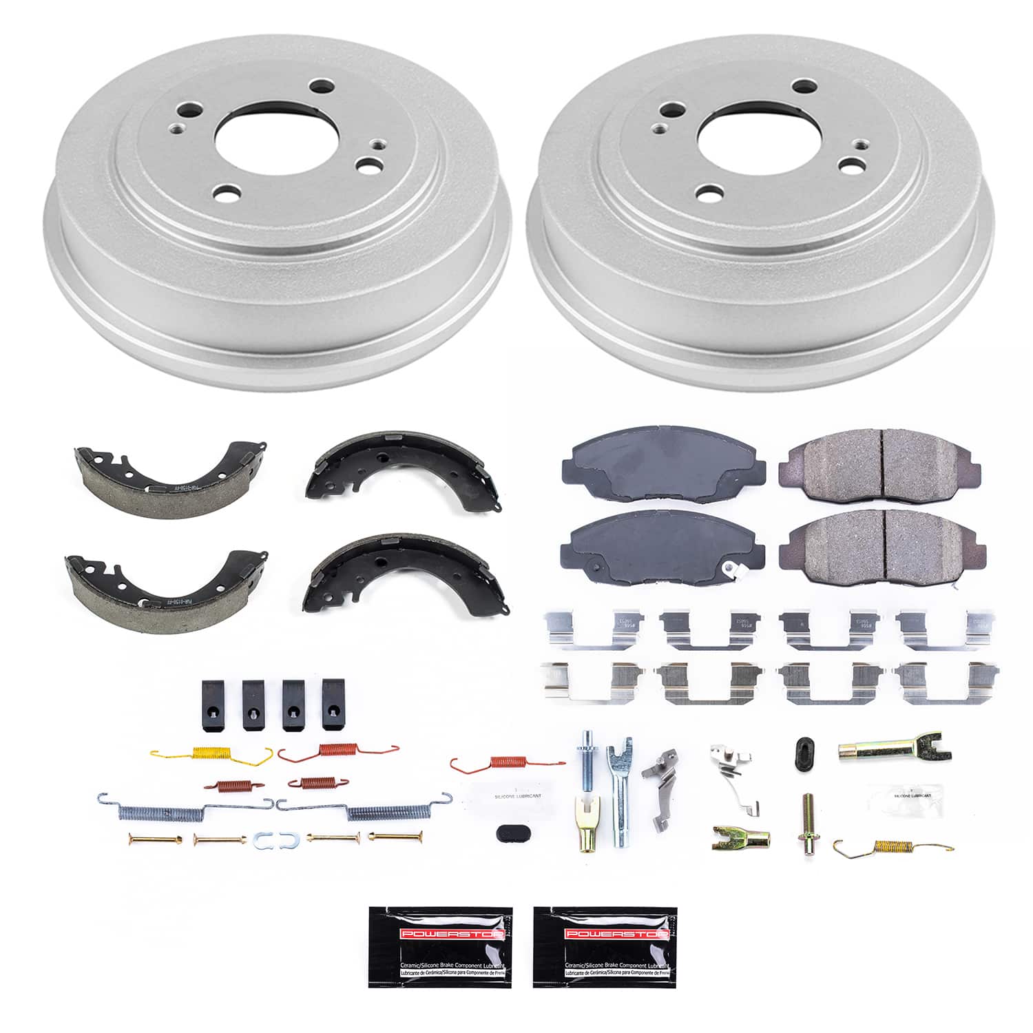 Power Stop KOE15507DK - Front And Rear Autospecialty 1-Click OE Replacement Pad And Rotor Kit With Drum And Brake Shoes vehicle fitment brake part