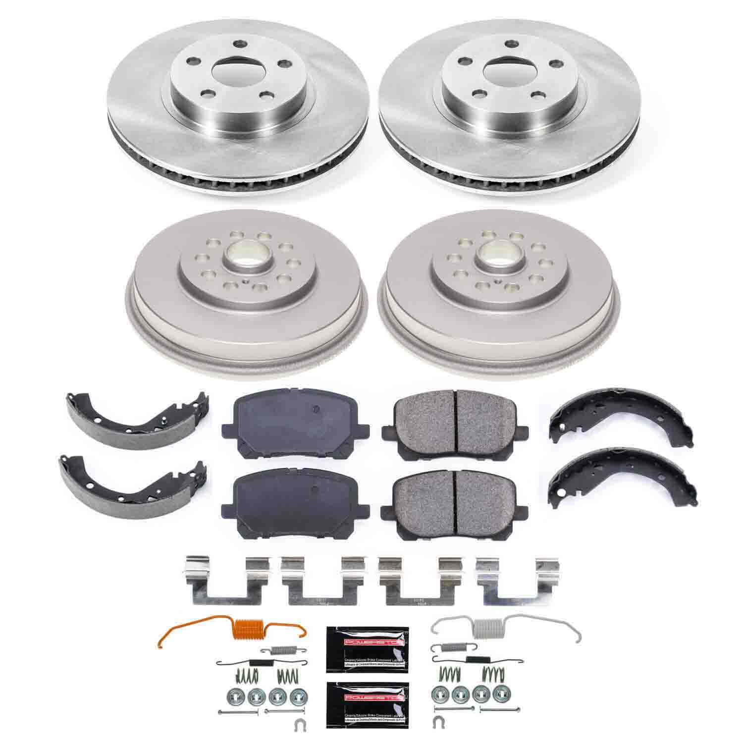 Power Stop KOE15536DK - Front And Rear Autospecialty 1-Click OE Replacement Pad And Rotor Kit With Drum And Brake Shoes vehicle fitment brake part