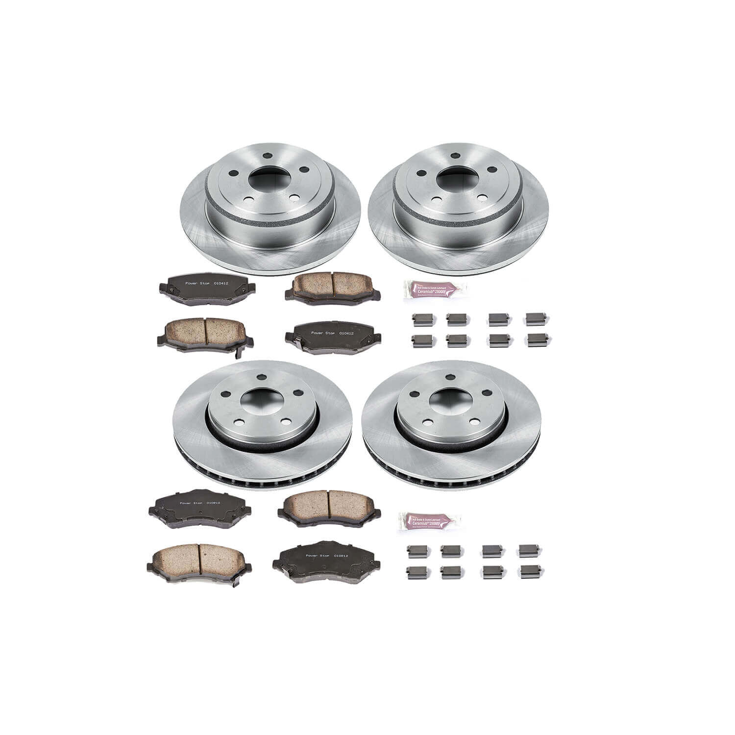 Power Stop KOE2798 Autospecialty - 1-Click Daily Driver Brake Kits (Front And Rear) for 2007-2018 Jeep Wrangler product image
