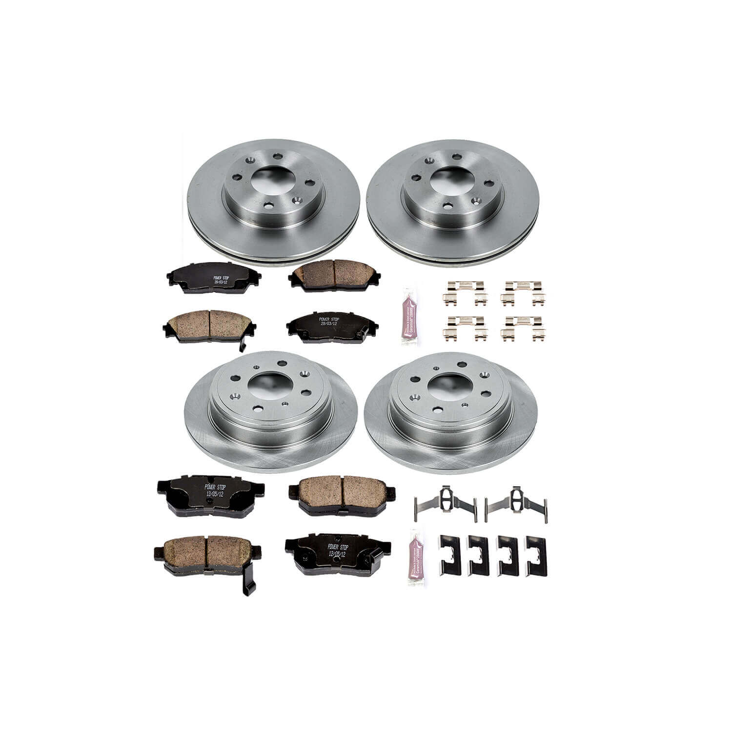 Power Stop KOE403 Autospecialty - 1-Click Daily Driver Brake Kits (Front And Rear) for 1990-1991 Honda Crx product image