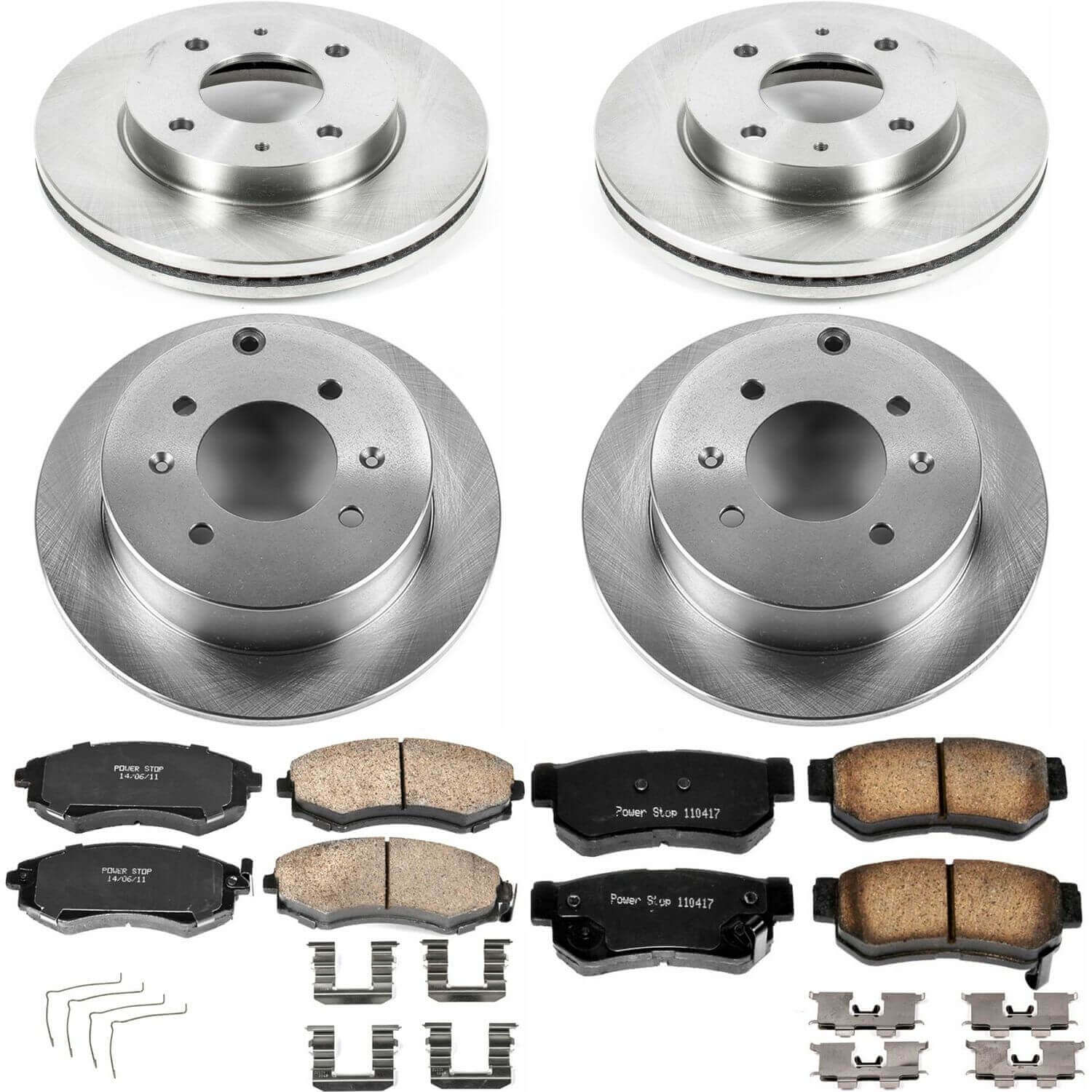 Power Stop KOE5371 Autospecialty 1-Click Daily Driver Plain Rotor Front And Rear Brake Kit for 2001-2003 Hyundai Sonata product image