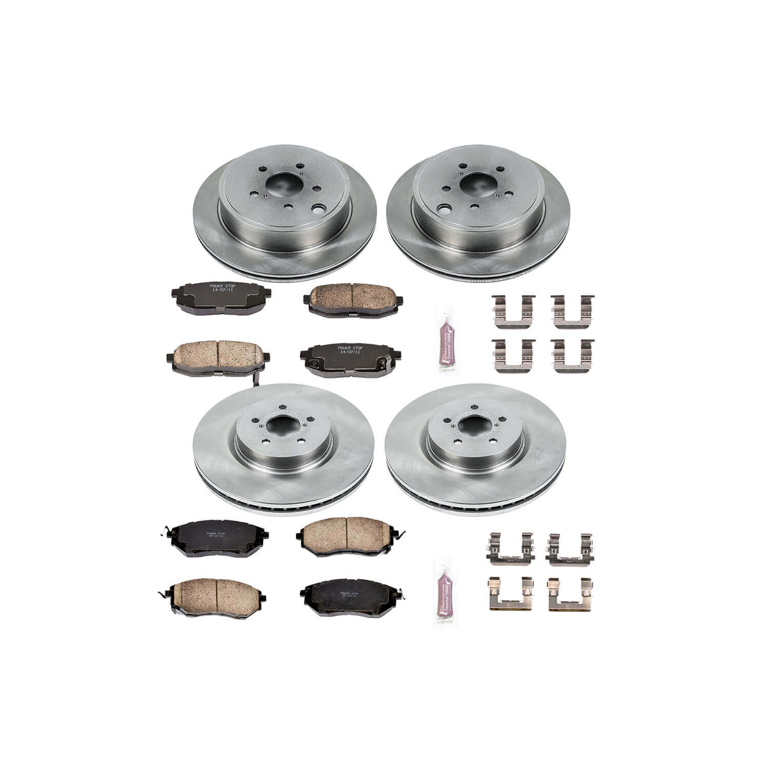 Power Stop KOE5830 Autospecialty - 1-Click Daily Driver Brake Kits (Front And Rear) for 2010-2014 Subaru Legacy product image