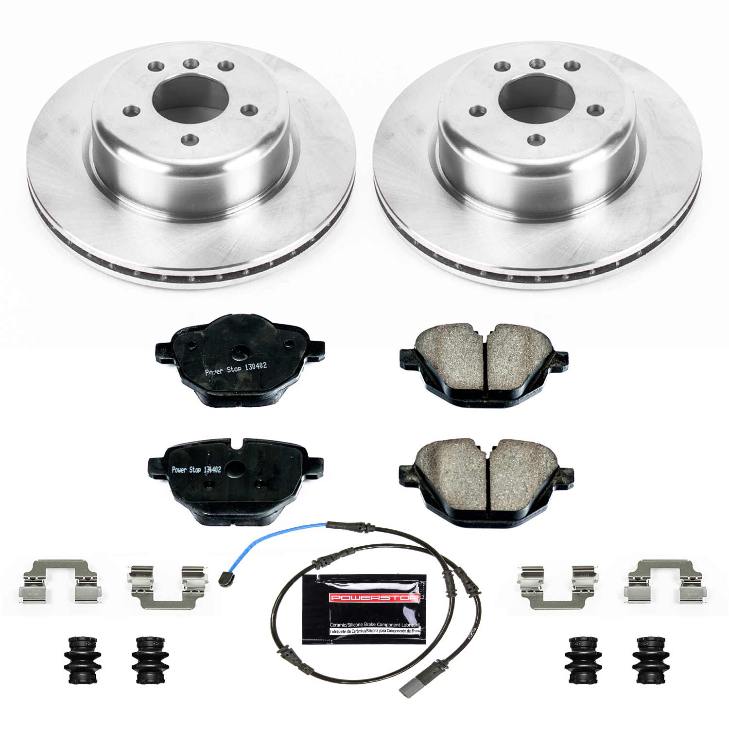 Power Stop KOE6034 Autospecialty 1-Click Daily Driver Plain Rotor Rear Brake Kit for 2011-2016 BMW 528I product image