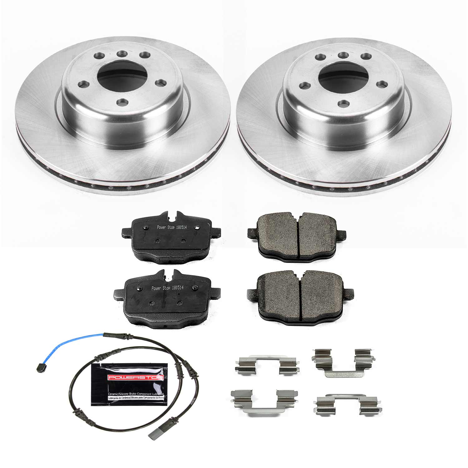 Power Stop KOE6037 Autospecialty 1-Click Daily Driver Plain Rotor Rear Brake Kit for 2011-2019 BMW 550I product image