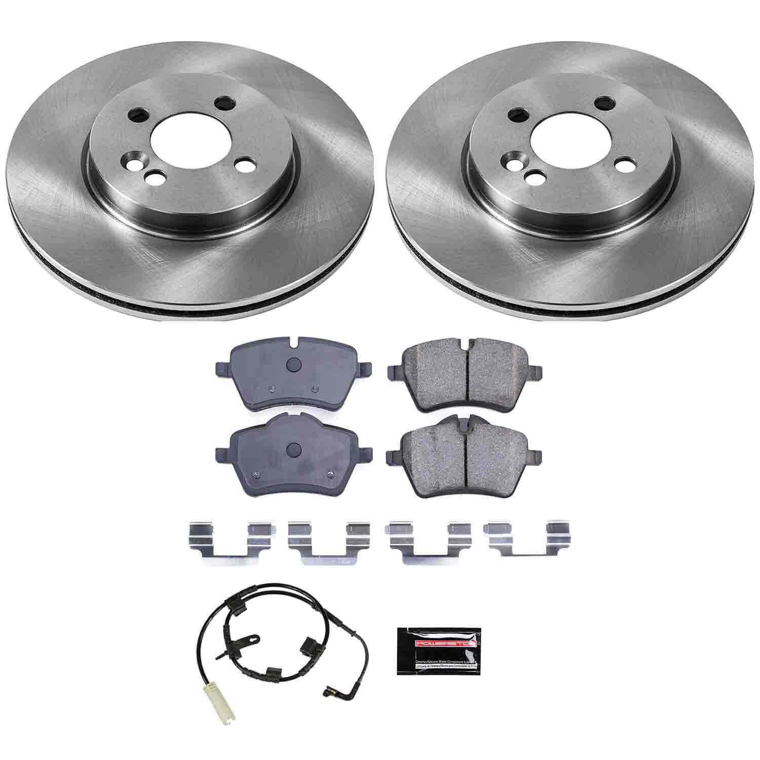 Power Stop KOE6068 Autospecialty 1-Click Daily Driver Plain Rotor Front Brake Kit for 2007-2010 MINI Cooper product image