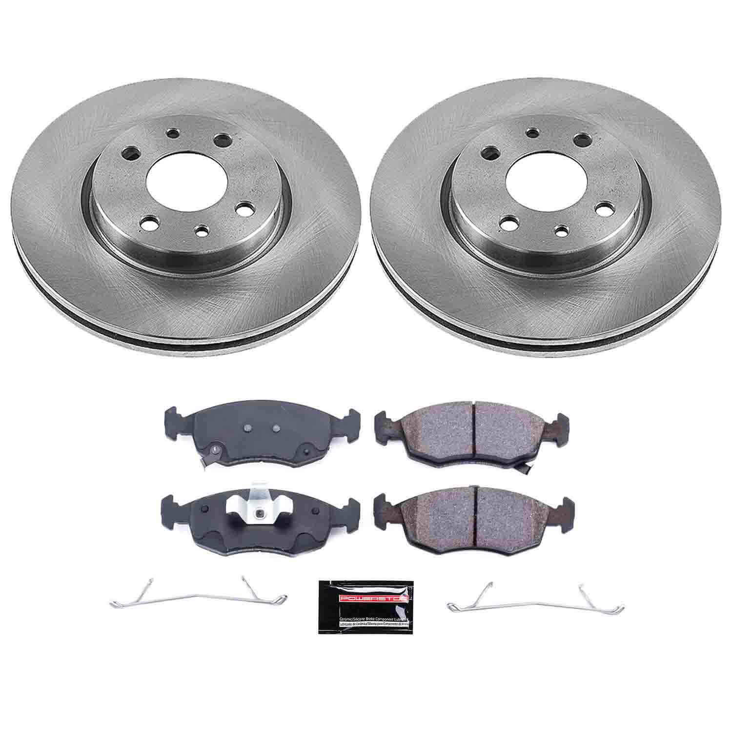 Power Stop KOE6290 Autospecialty 1-Click Daily Driver Plain Rotor Front Brake Kit for 2012-2017 Fiat 500 product image