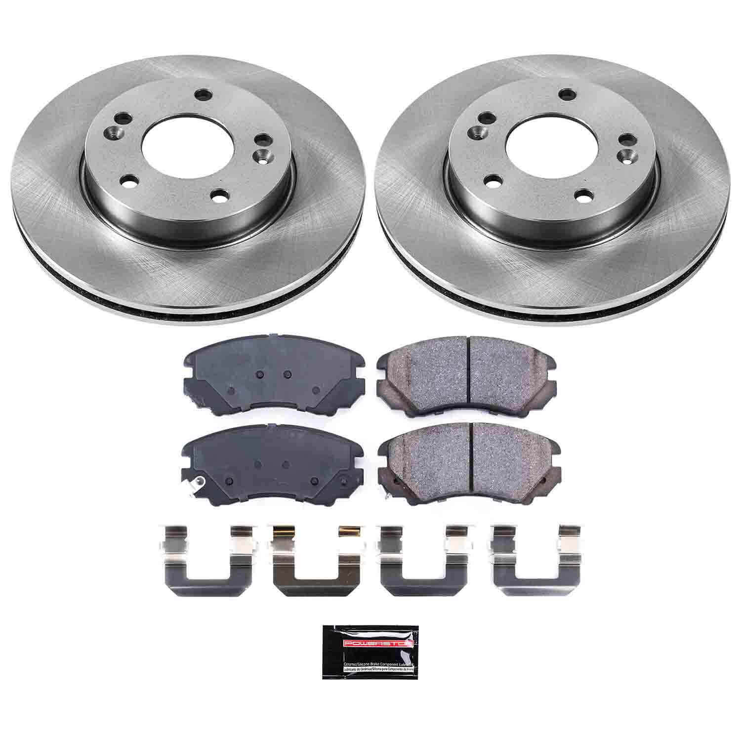 Power Stop KOE6309 Autospecialty 1-Click Daily Driver Plain Rotor Front Brake Kit for 2010-2011 Kia Soul product image